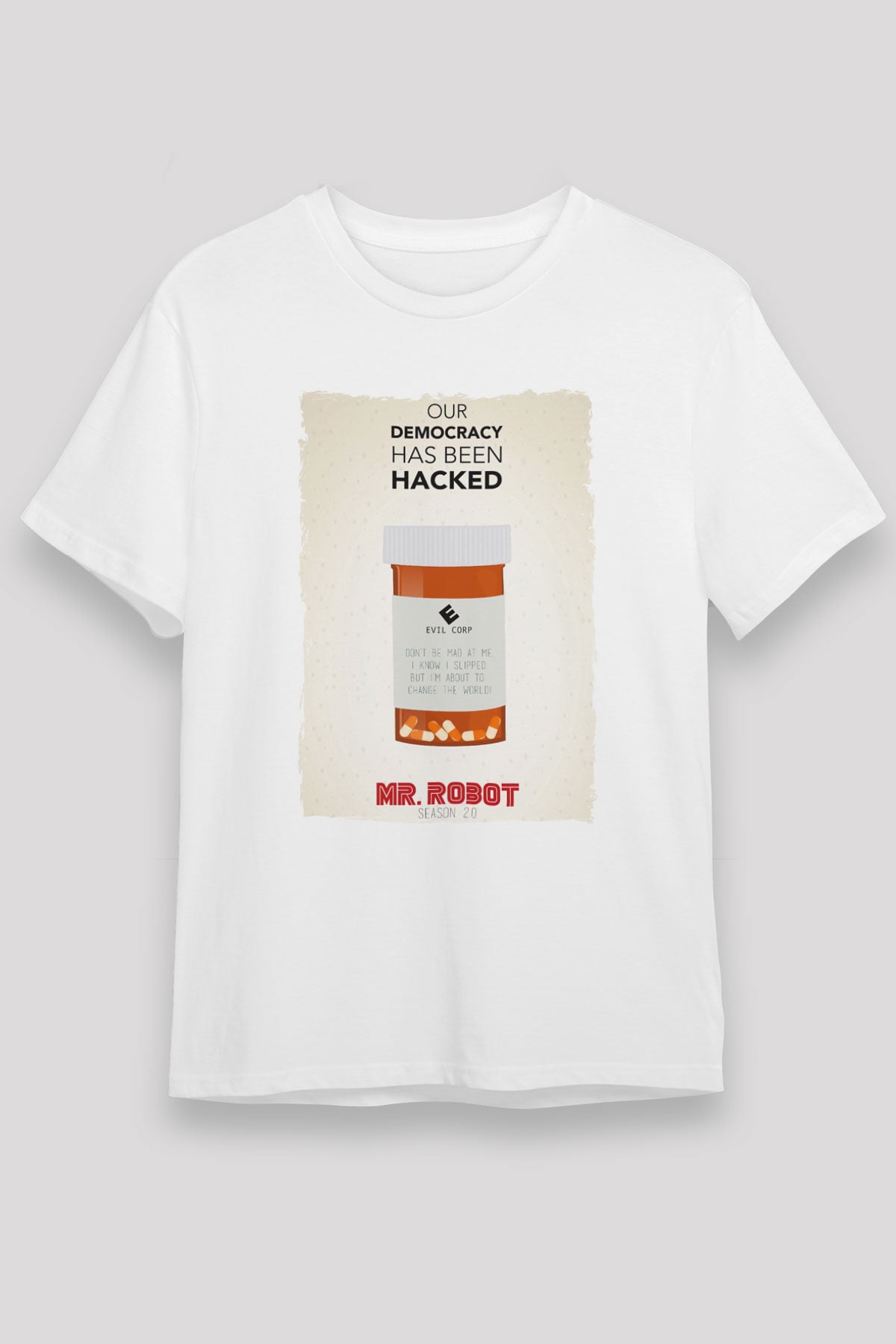 Mr. Robot Beyaz Unisex Tişört T-Shirt