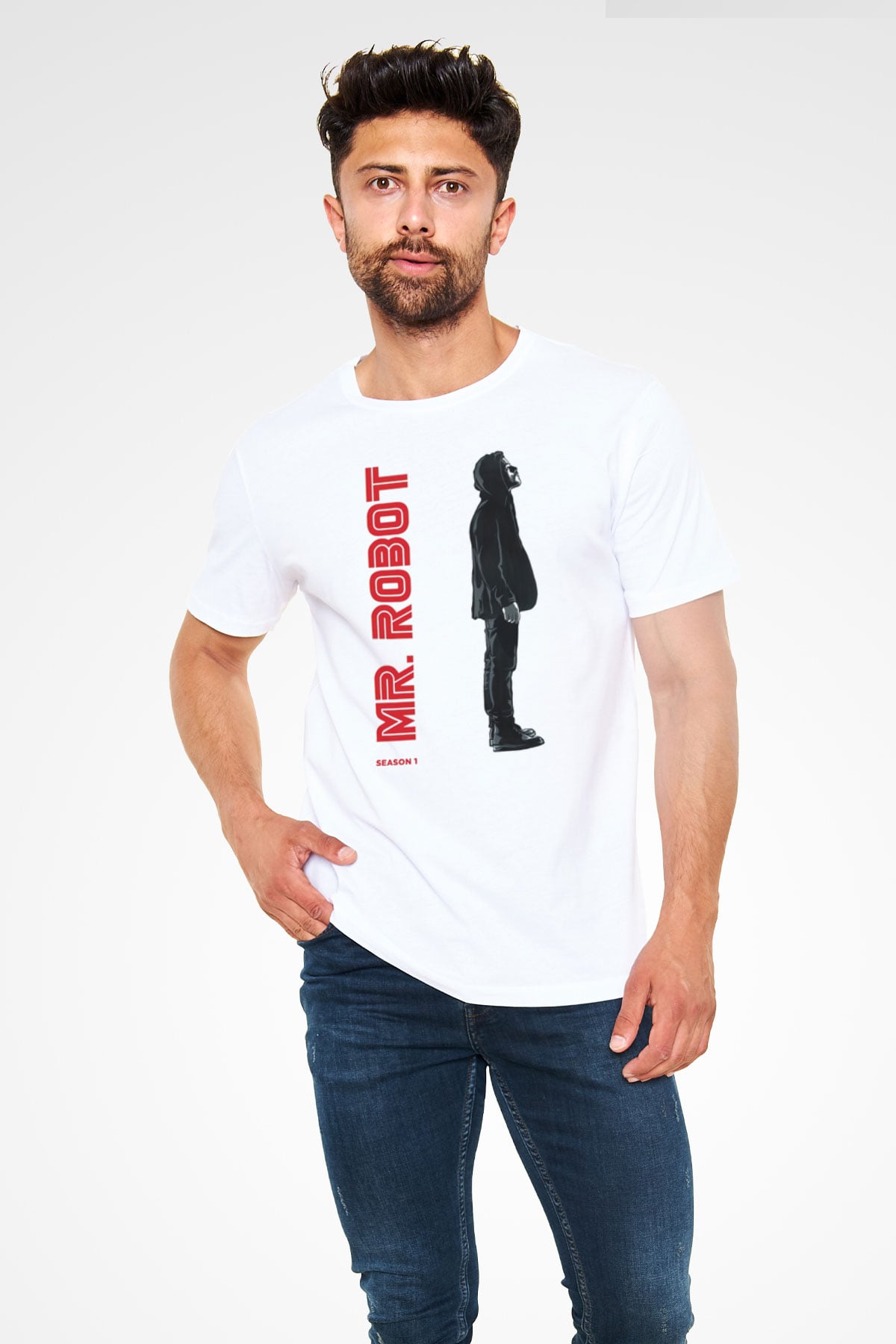 Mr. Robot Beyaz Unisex Tişört T-Shirt