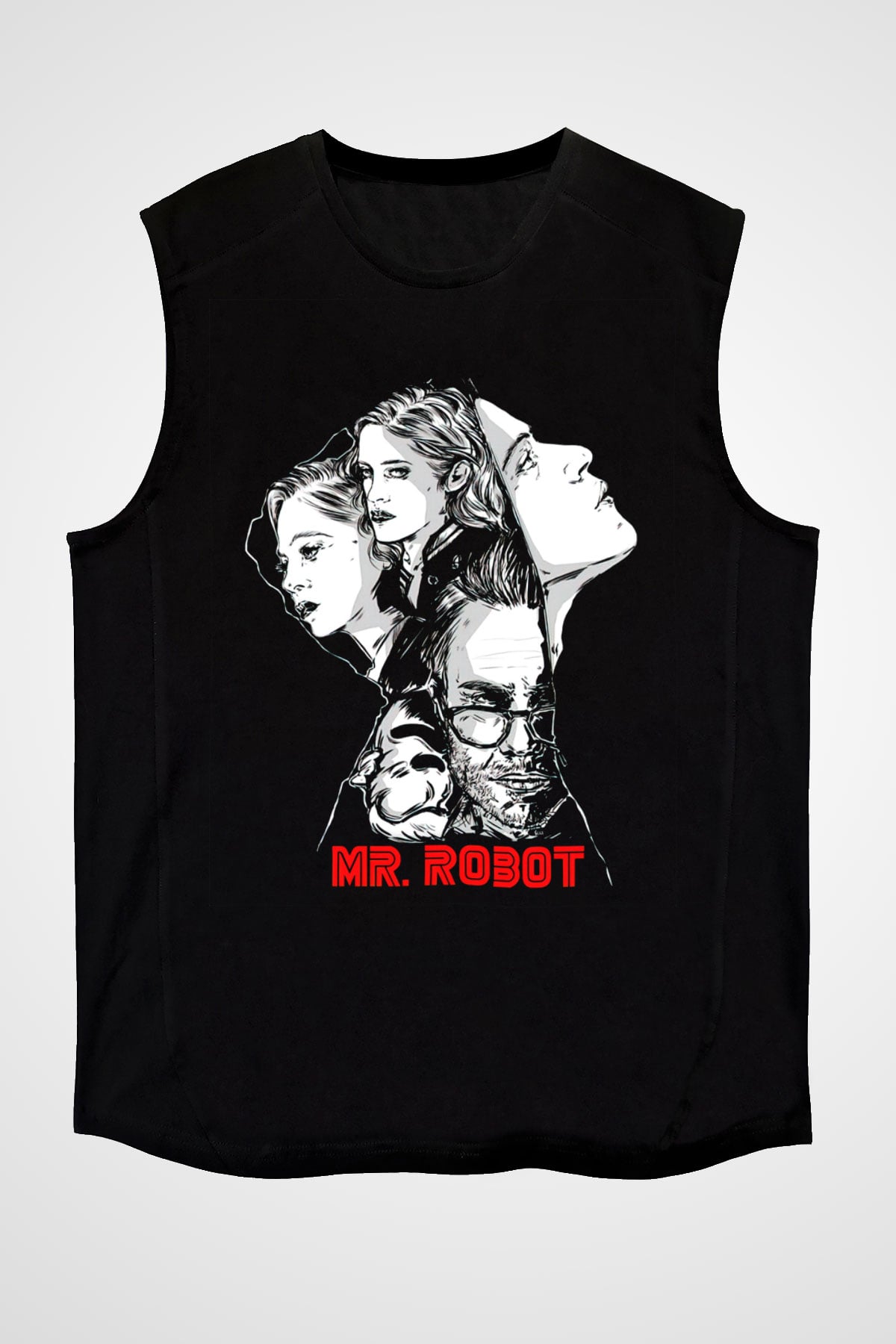 Mr. Robot Siyah Unisex Kolsuz Tişört