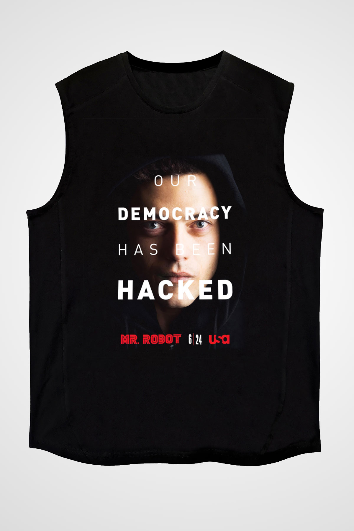 Mr. Robot Siyah Unisex Kolsuz Tişört