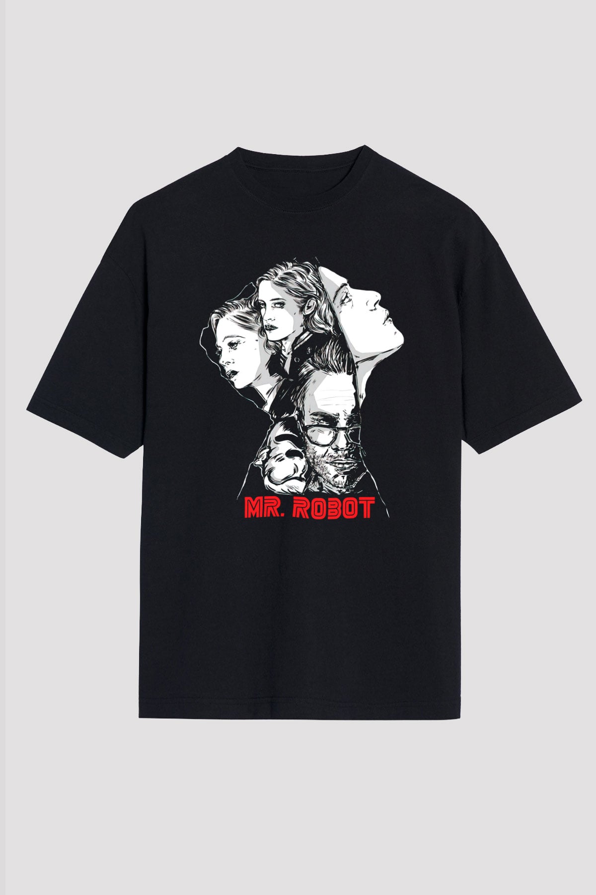 Mr. Robot Siyah Unisex Oversize Tişört T-Shirt