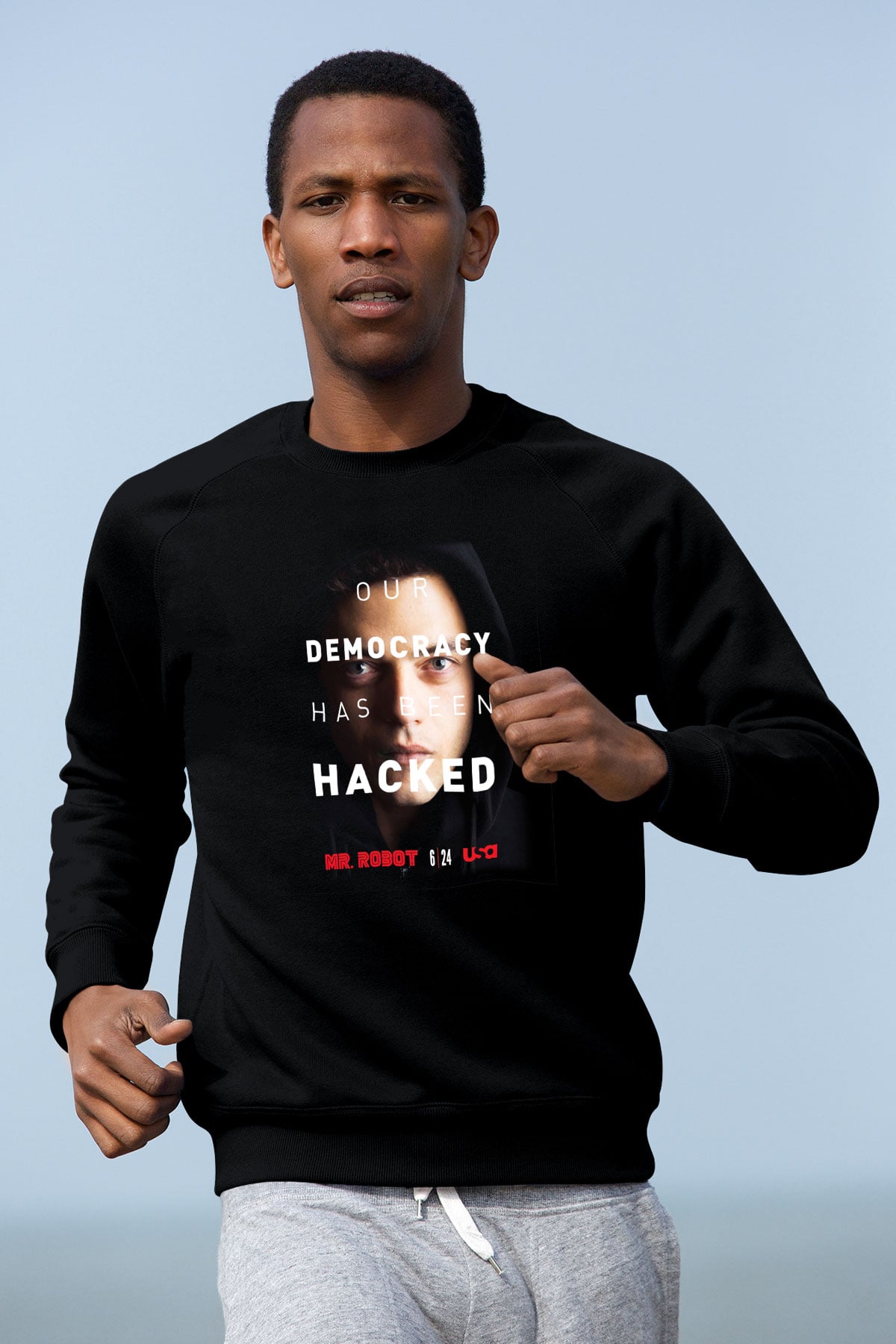 Mr. Robot Siyah Unisex Sweatshirt