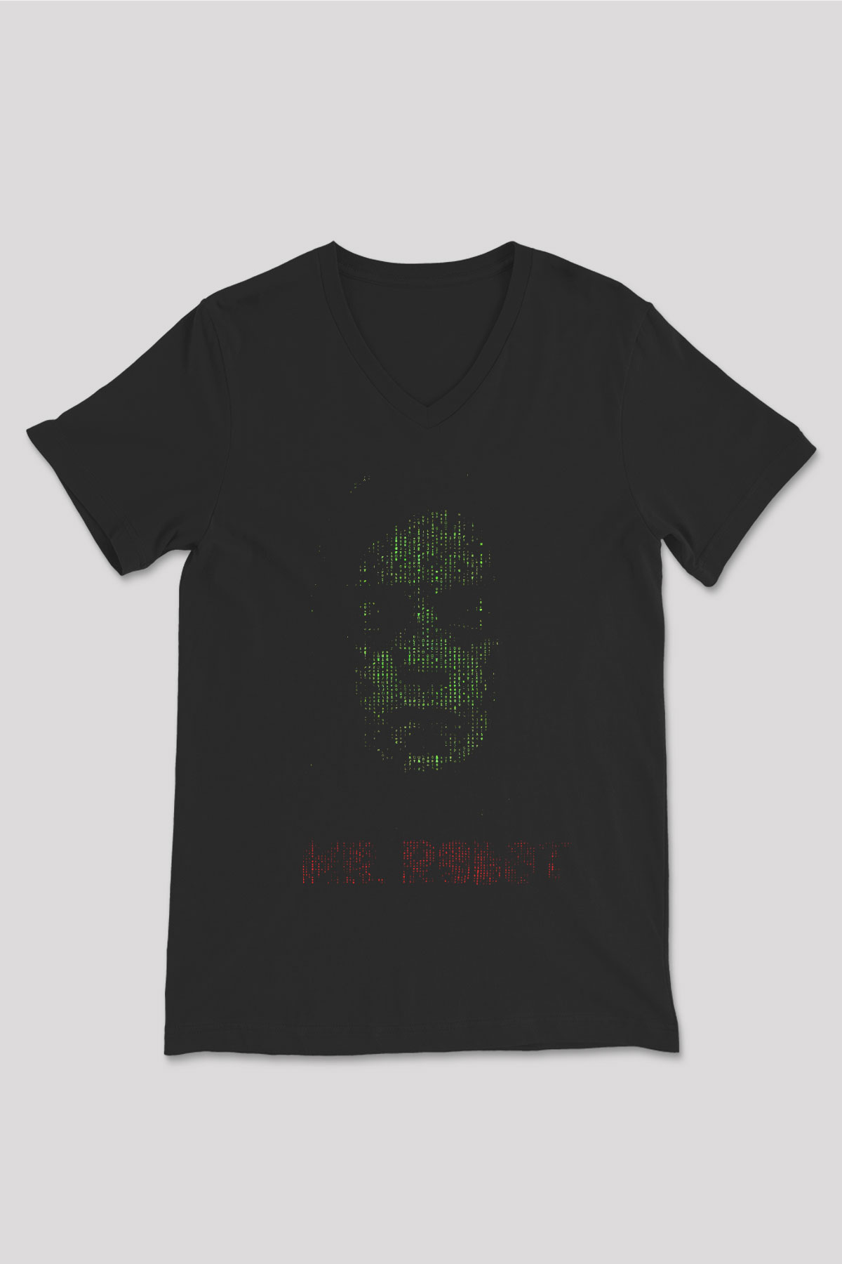 Mr. Robot Siyah Unisex V Yaka Tişört