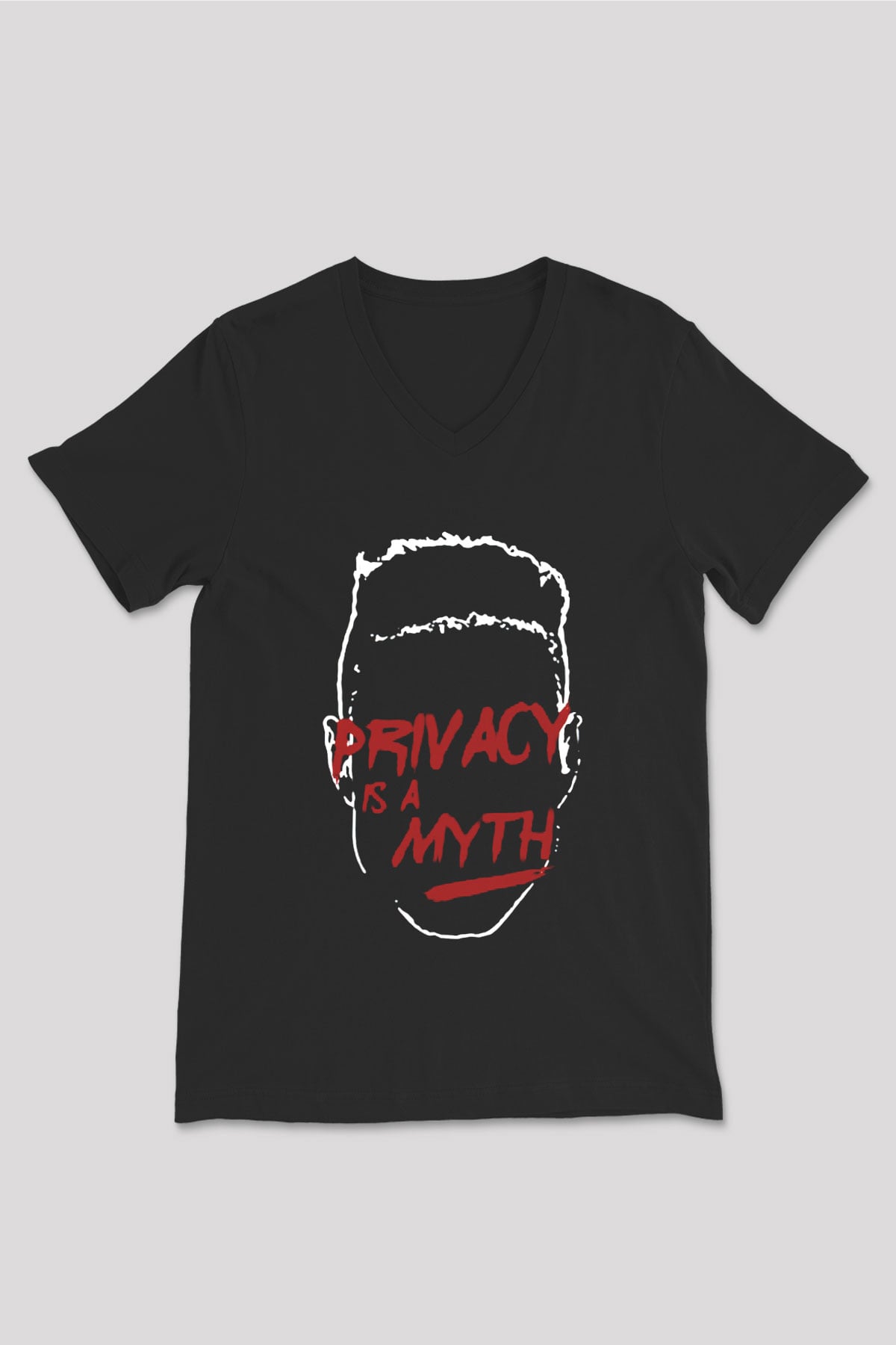 Mr. Robot Siyah Unisex V Yaka Tişört T-Shirt