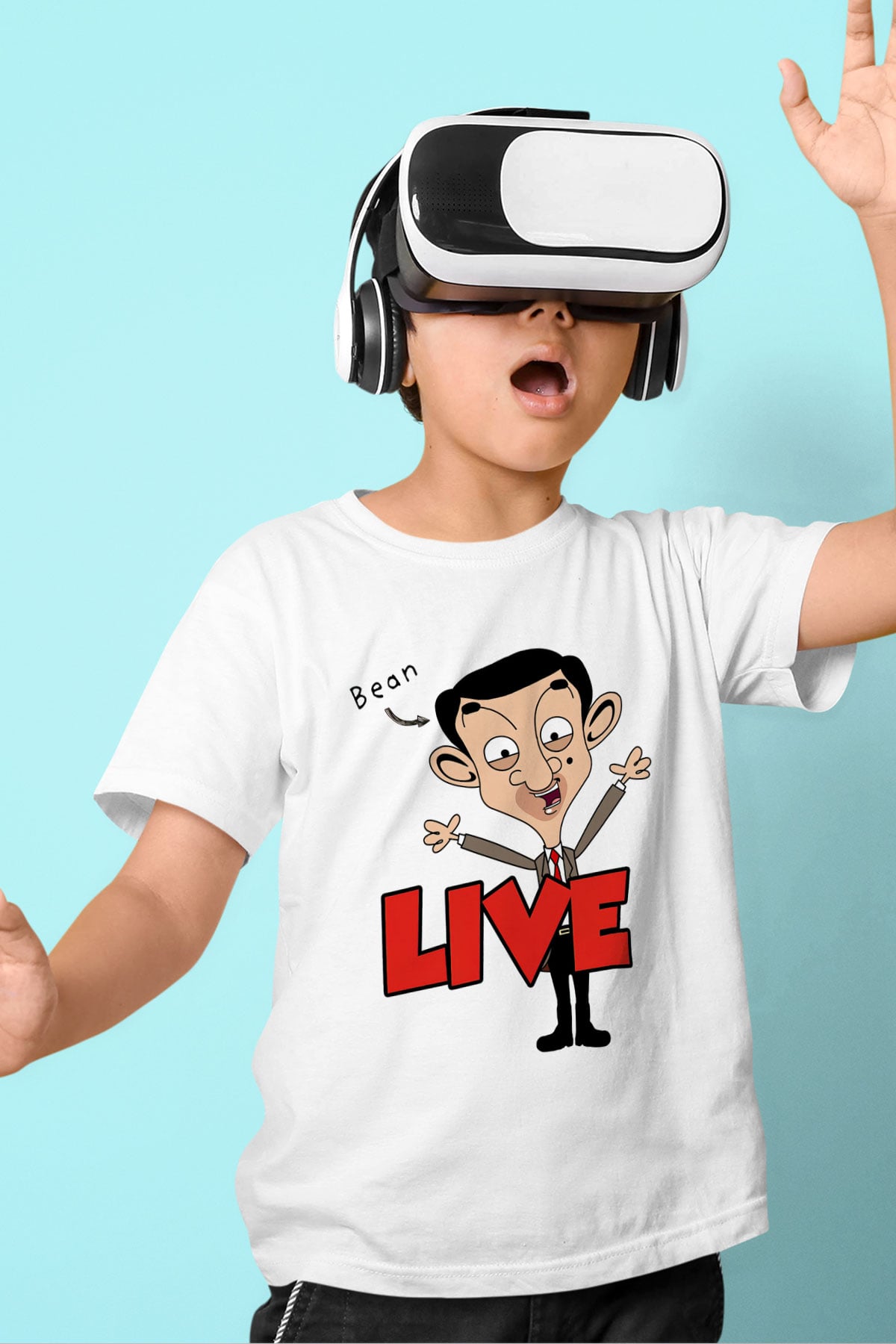 Mr.Bean Baskılı Beyaz Unisex Çocuk Tişört