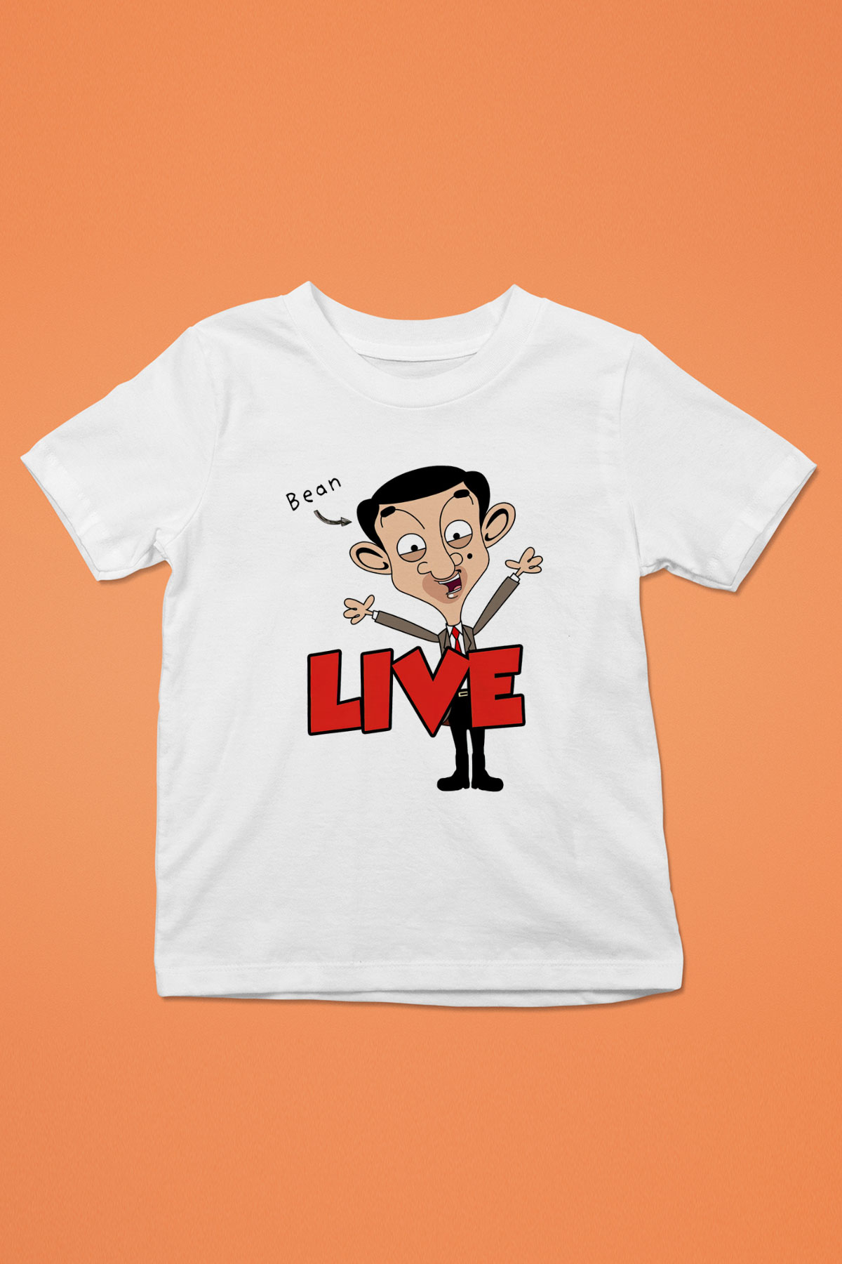 Mr.Bean Baskılı Beyaz Unisex Çocuk Tişört