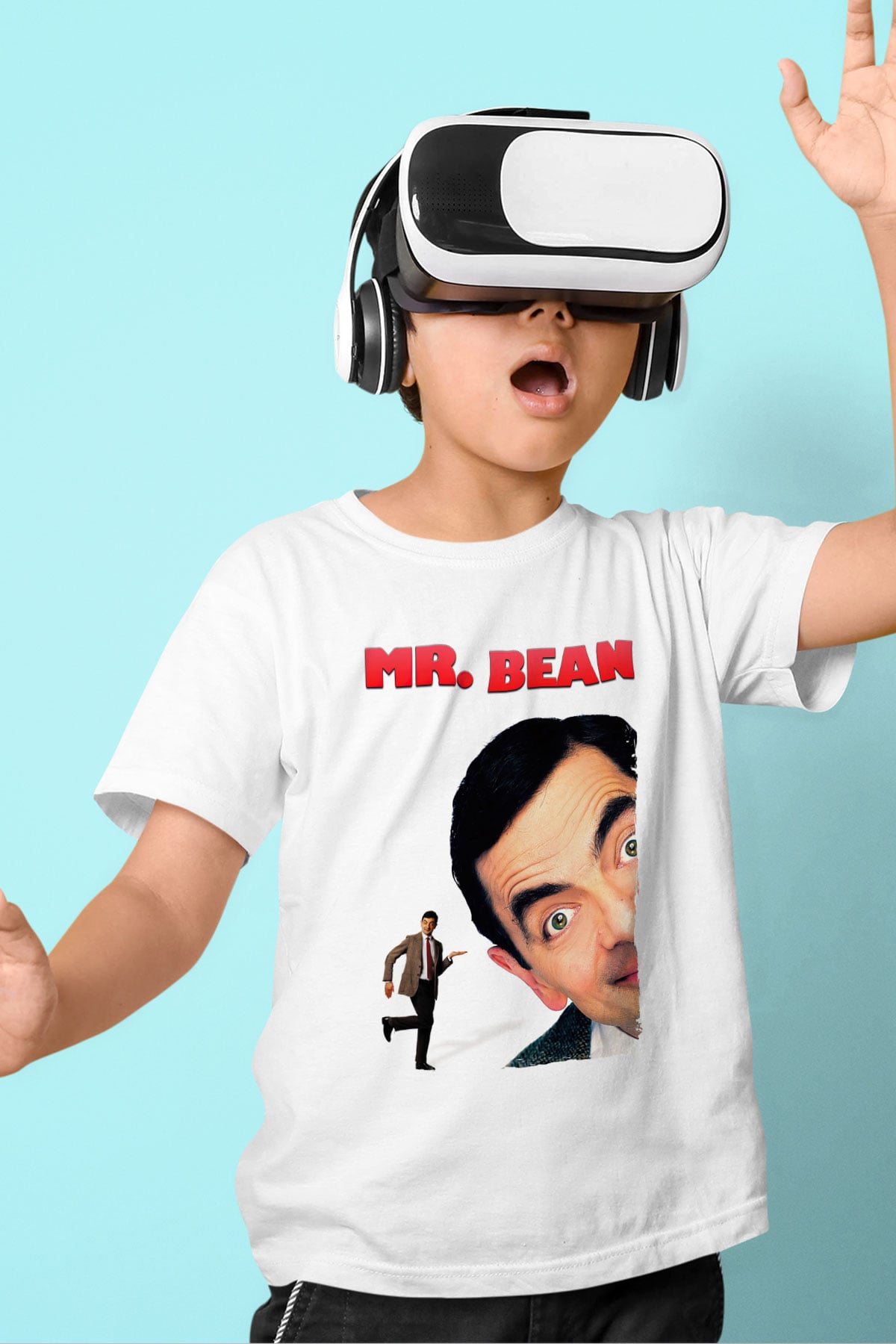 Mr.Bean Beyaz Unisex  Çocuk Tişört
