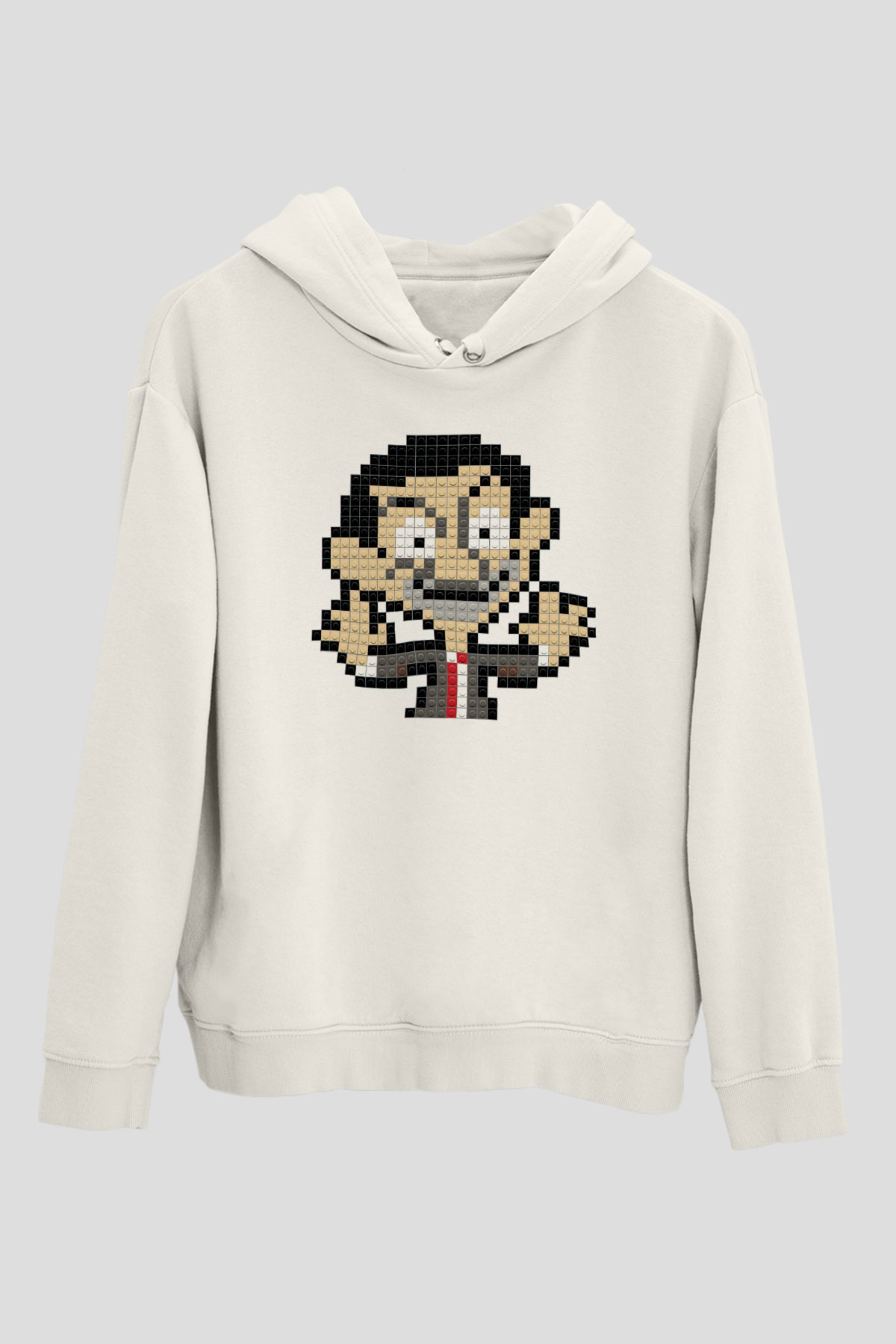 Mr.Bean Beyaz Unisex Kapşonlu Sweatshirt