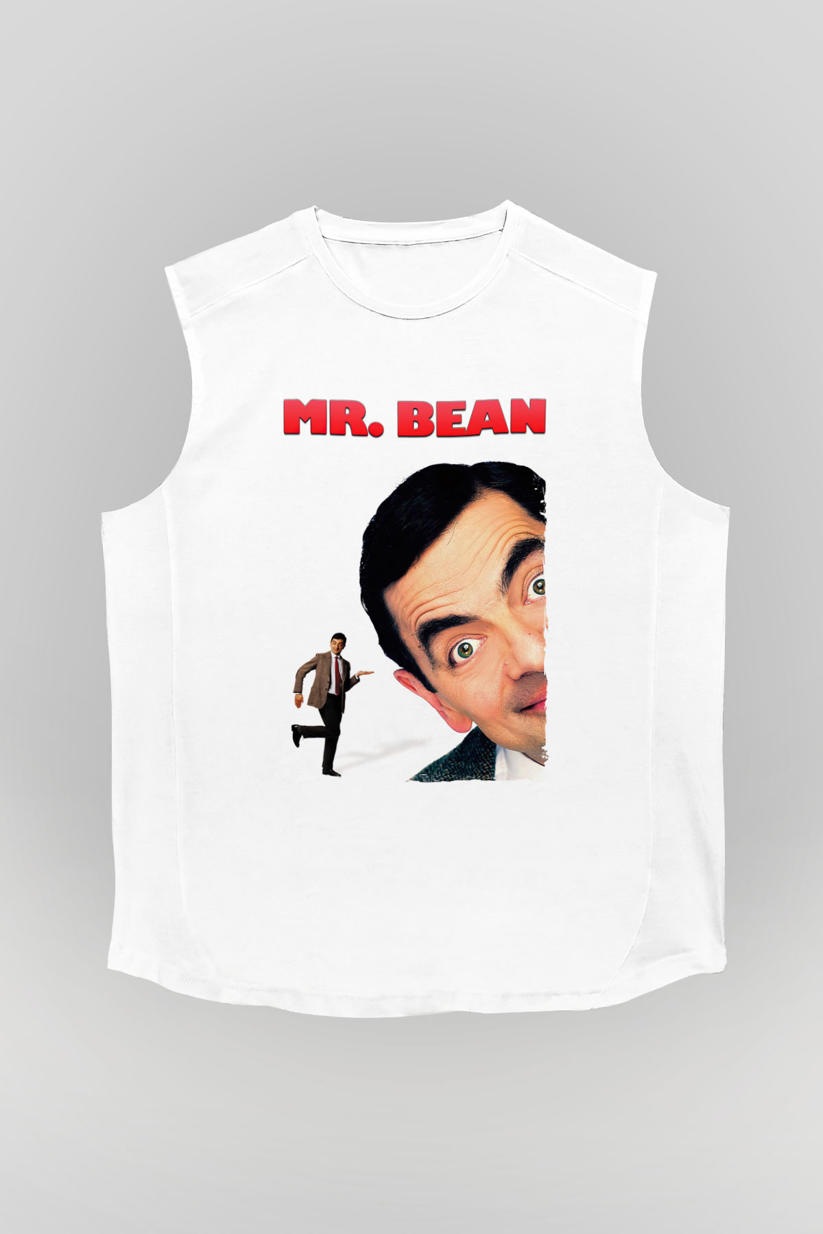 Mr.Bean Beyaz Unisex  Kolsuz Tişört