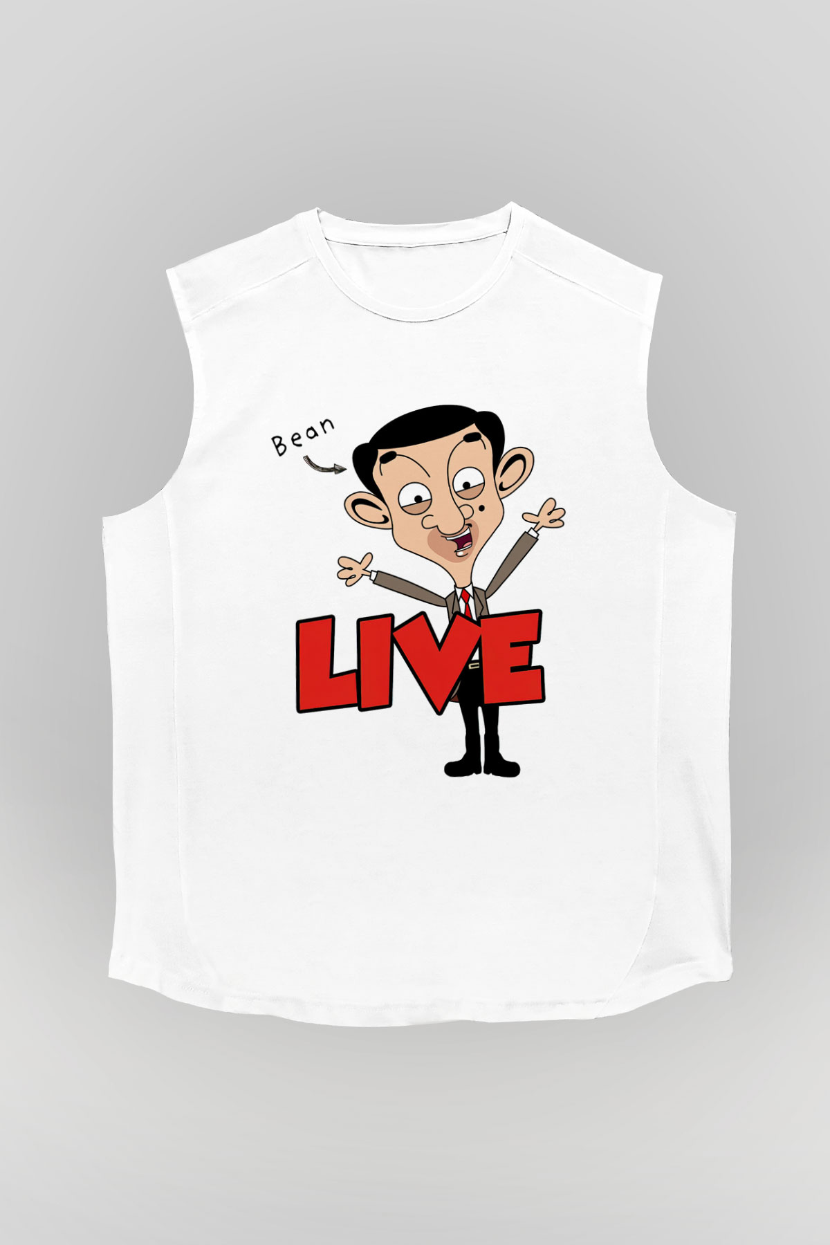 Mr.Bean Beyaz Unisex Kolsuz Tişört