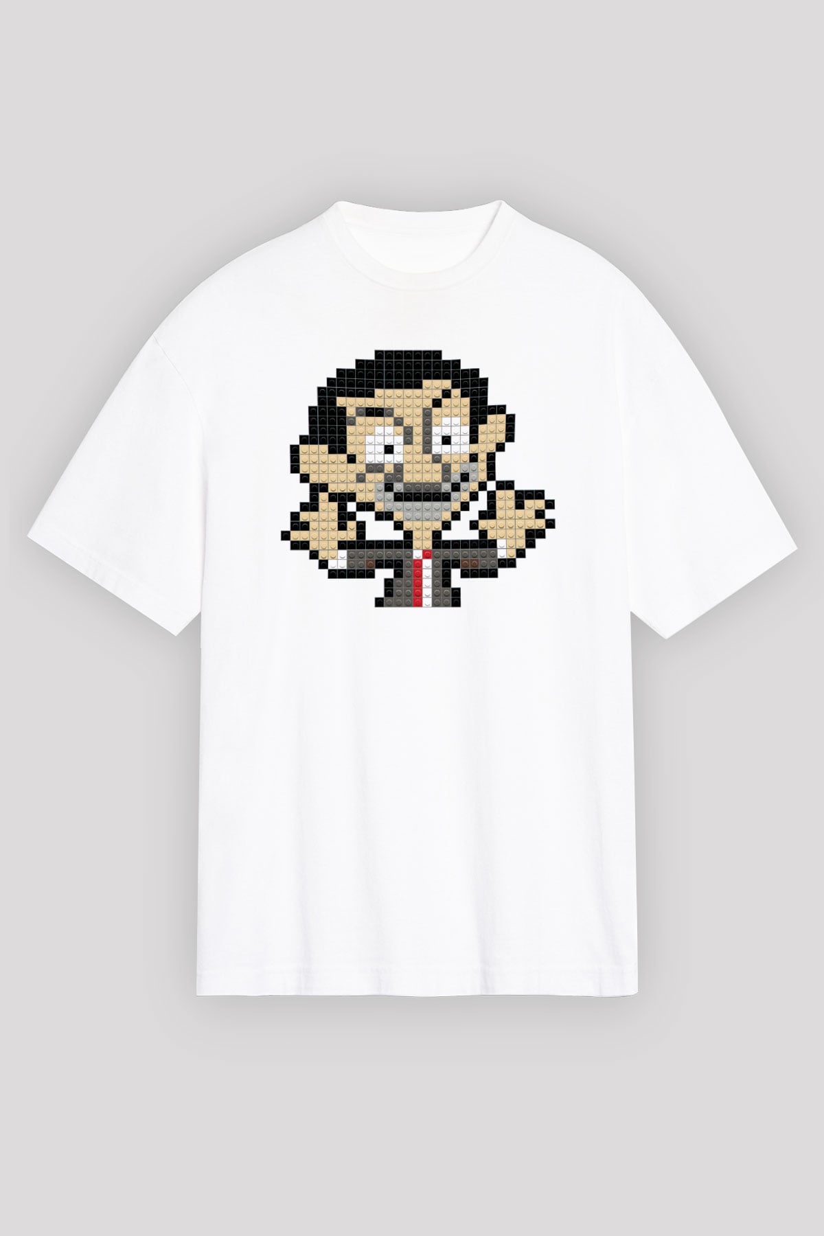 Mr.Bean Beyaz Unisex Oversize Tişört