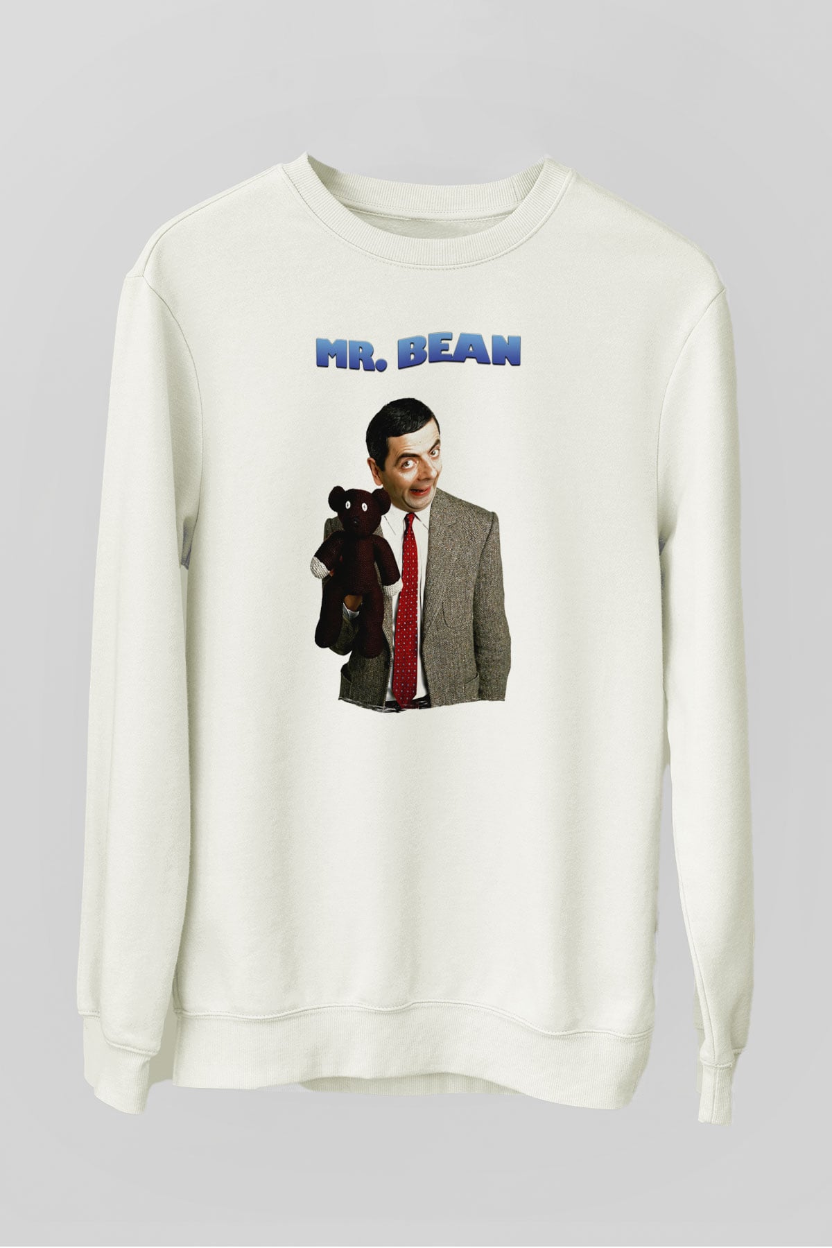 Mr.Bean Beyaz Unisex  Sweatshirt