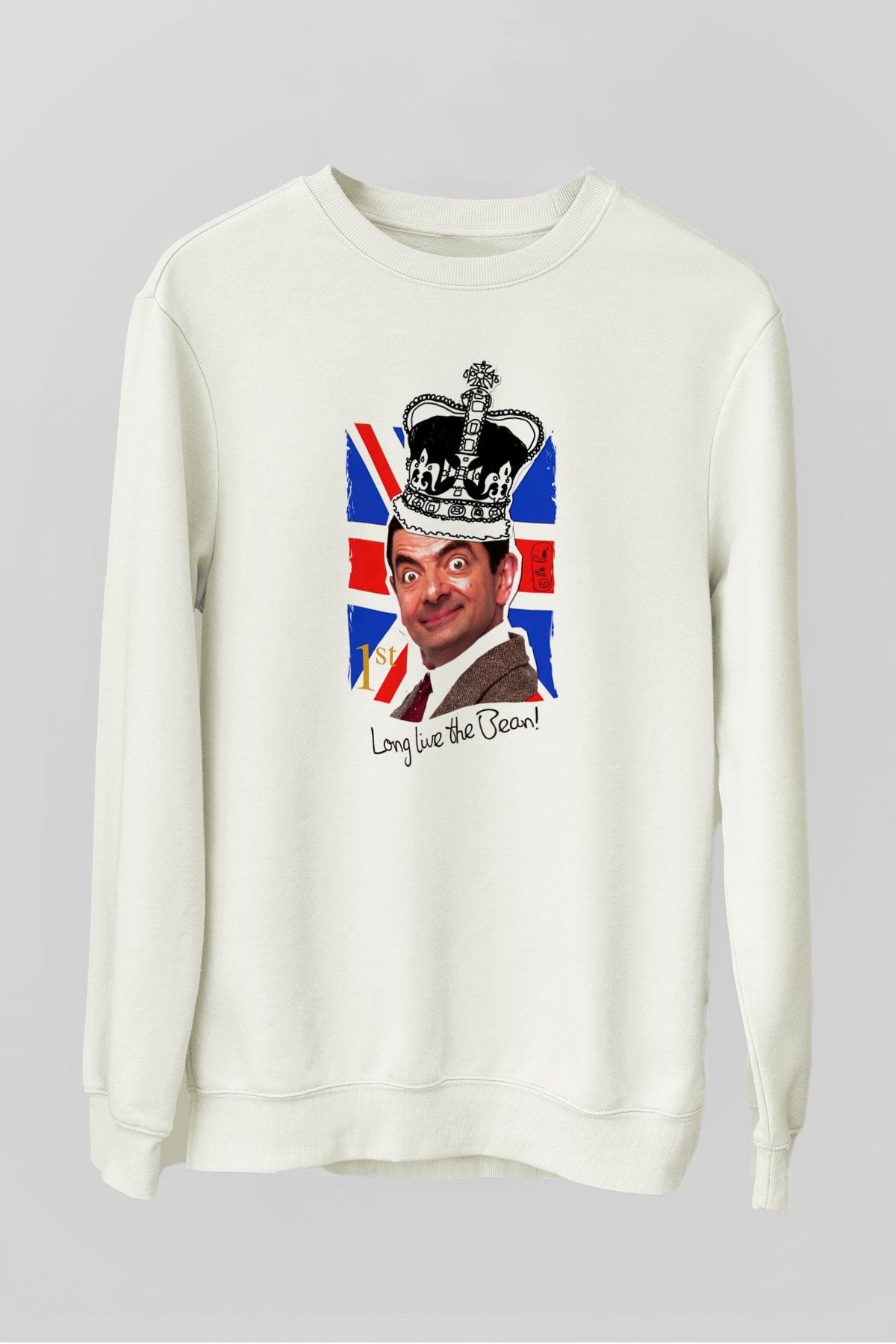 Mr.Bean Beyaz Unisex  Sweatshirt