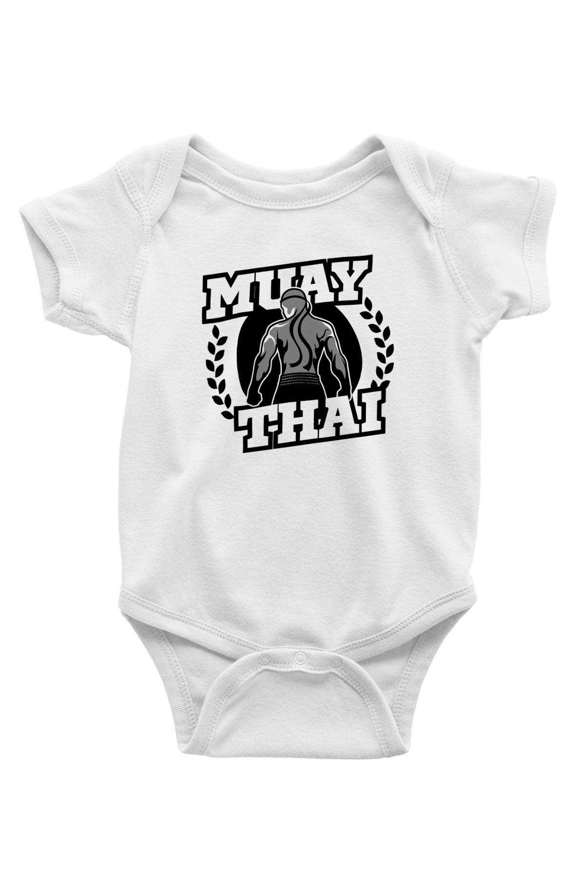 Muay Thai Baskılı Beyaz Unisex Bebek Body - Zıbın