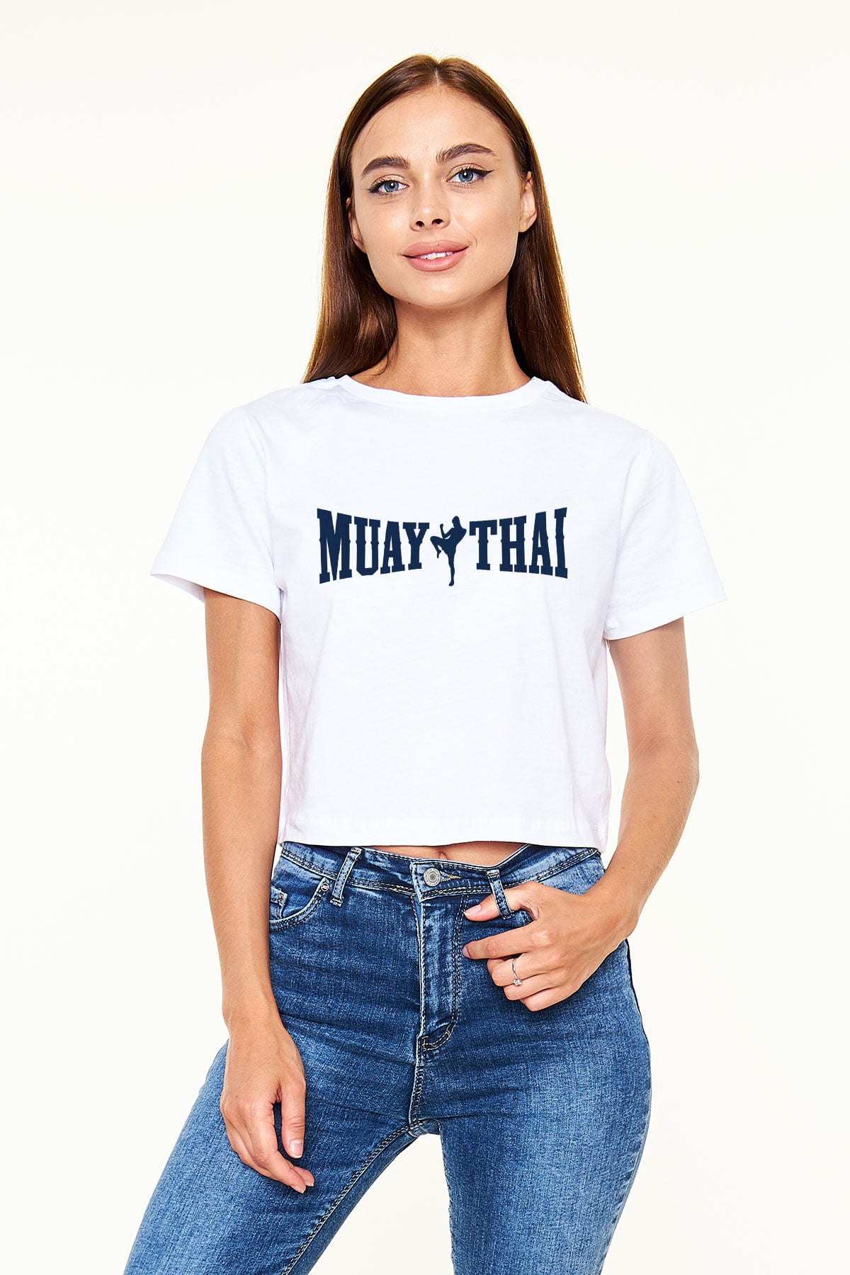 Muay Thai Beyaz Croptop Tişört