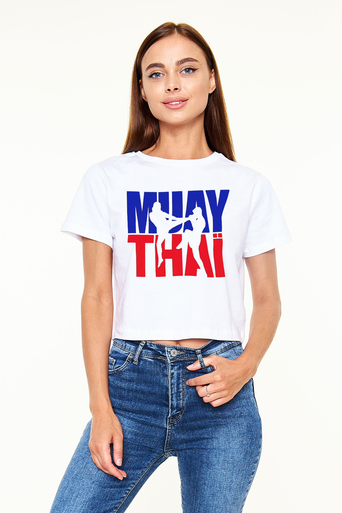 Muay Thai Beyaz Croptop Tişört