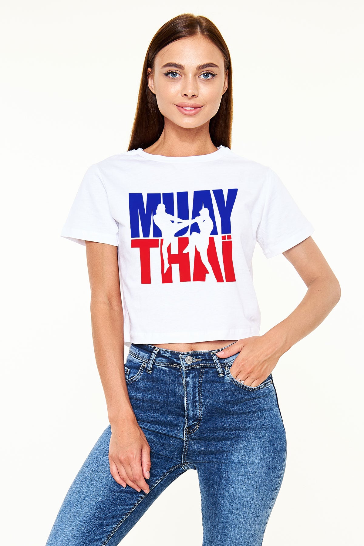 Muay Thai Beyaz Croptop Tişört
