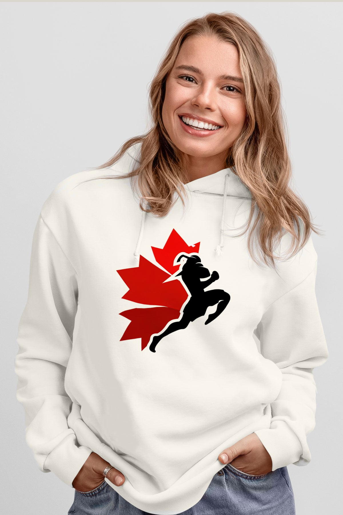 Muay Thai Beyaz Unisex Kapüşonlu Sweatshirt