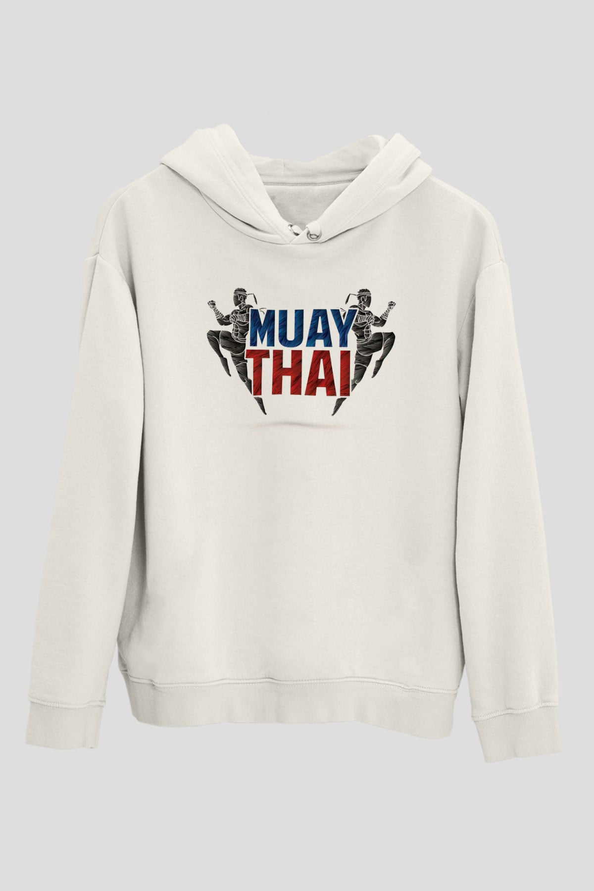 Muay Thai Beyaz Unisex Kapüşonlu Sweatshirt