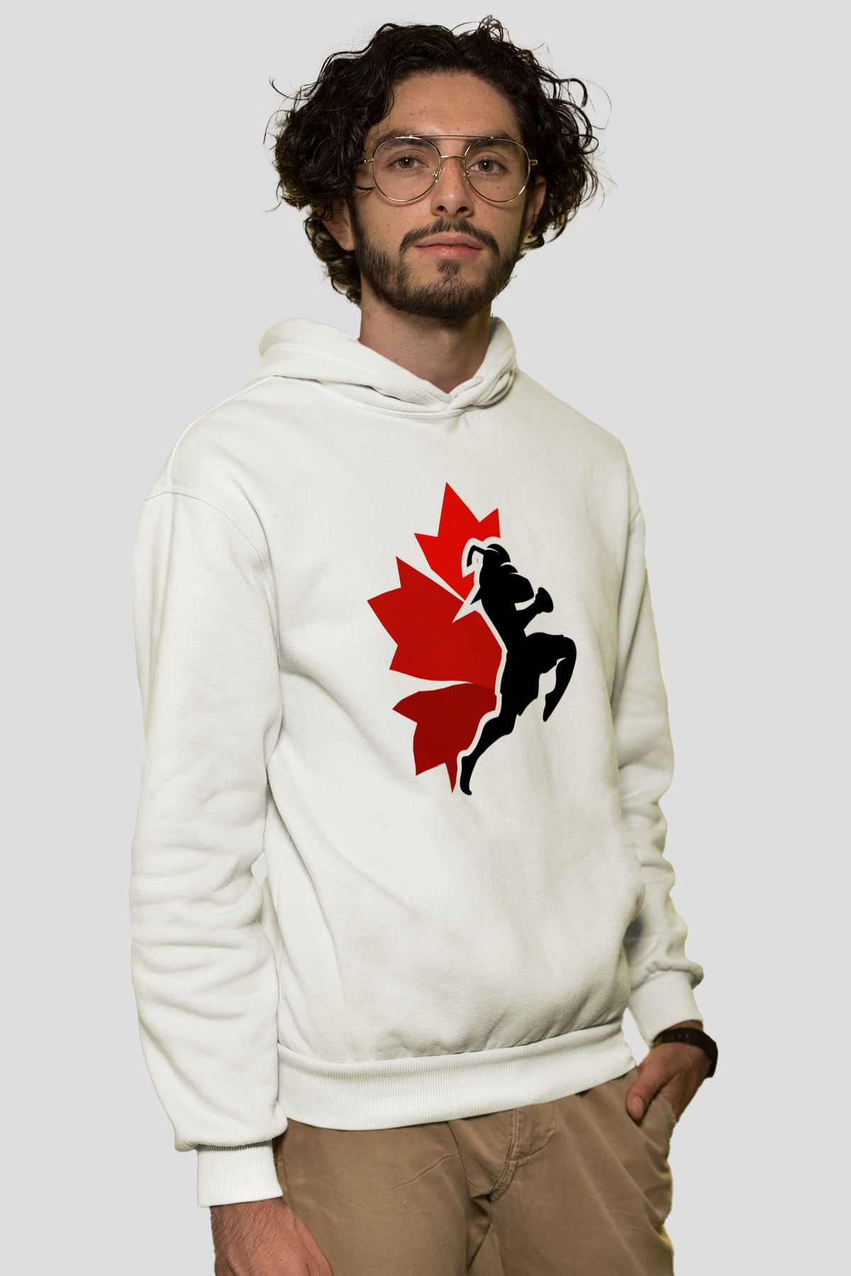 Muay Thai Beyaz Unisex Kapüşonlu Sweatshirt