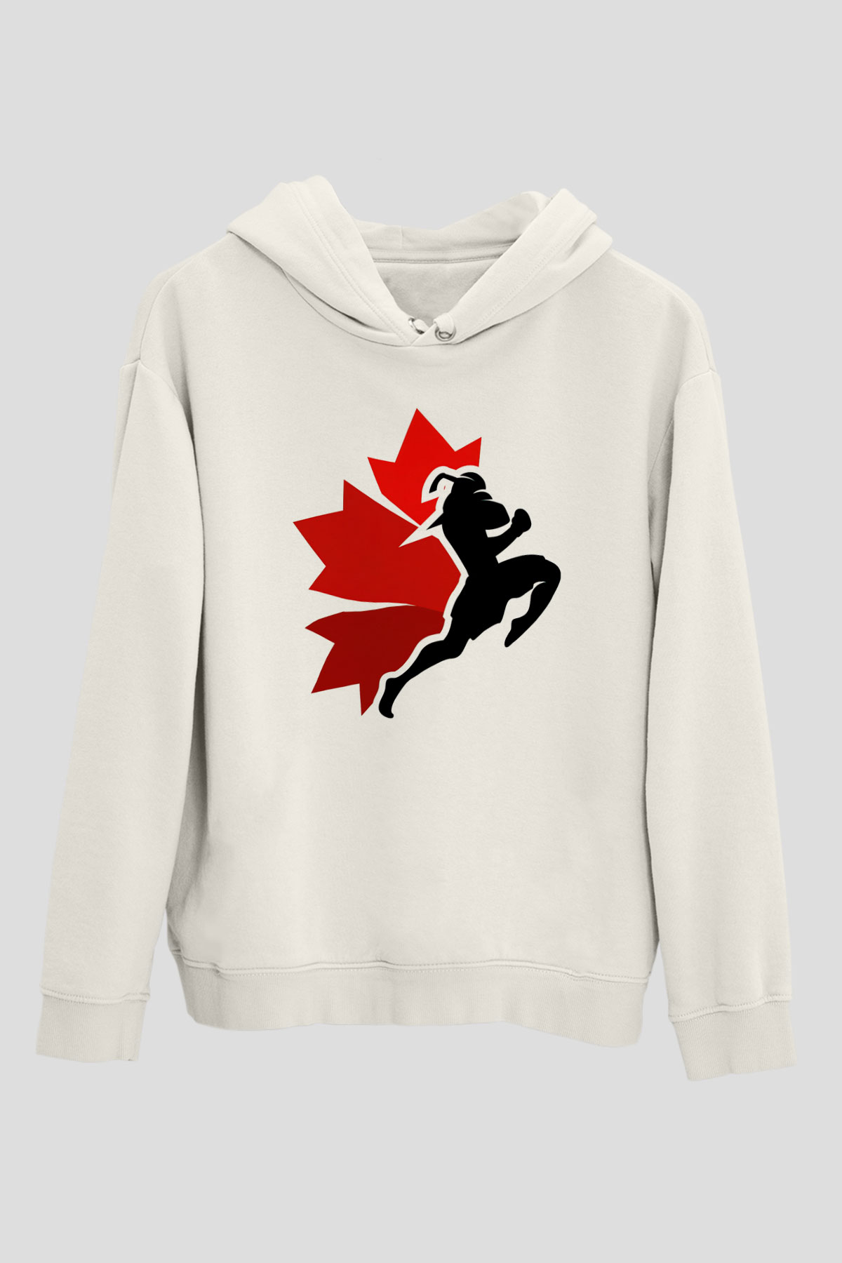 Muay Thai Beyaz Unisex Kapüşonlu Sweatshirt