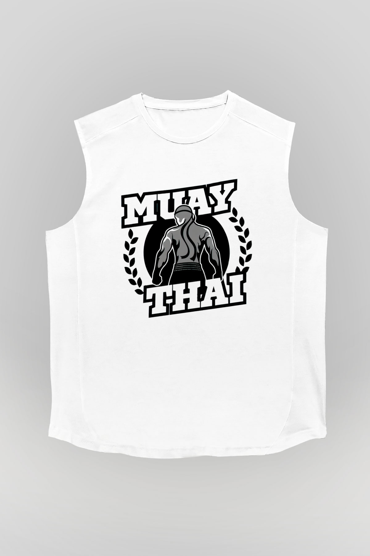 Muay Thai Beyaz Unisex Kolsuz Tişört