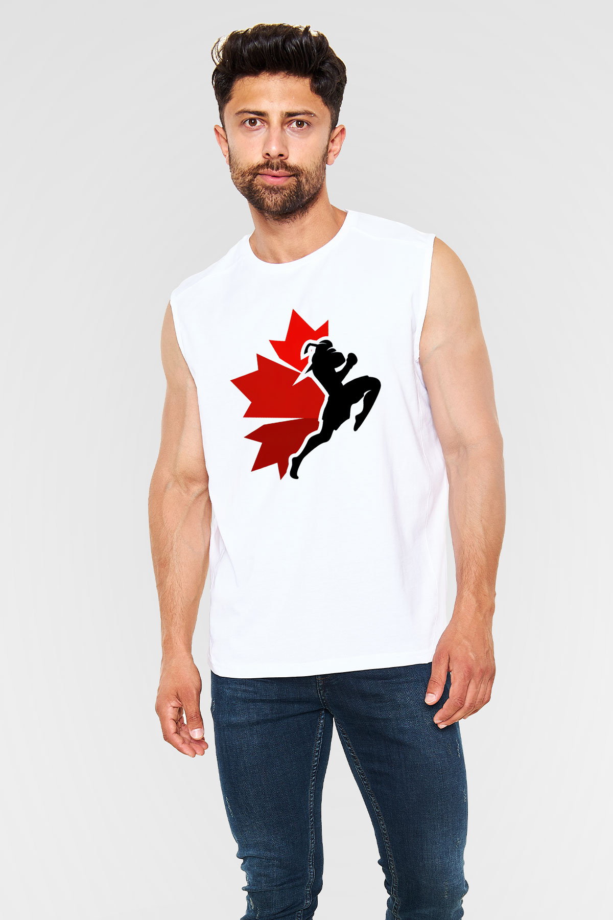 Muay Thai Beyaz Unisex Kolsuz Tişört