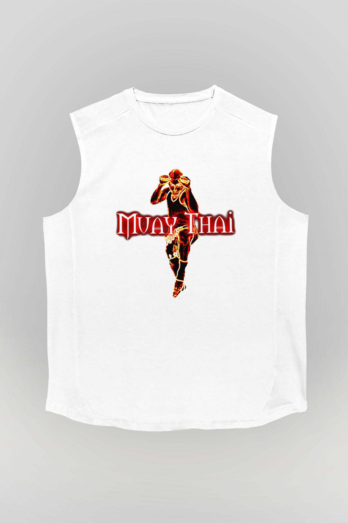 Muay Thai Beyaz Unisex Kolsuz Tişört