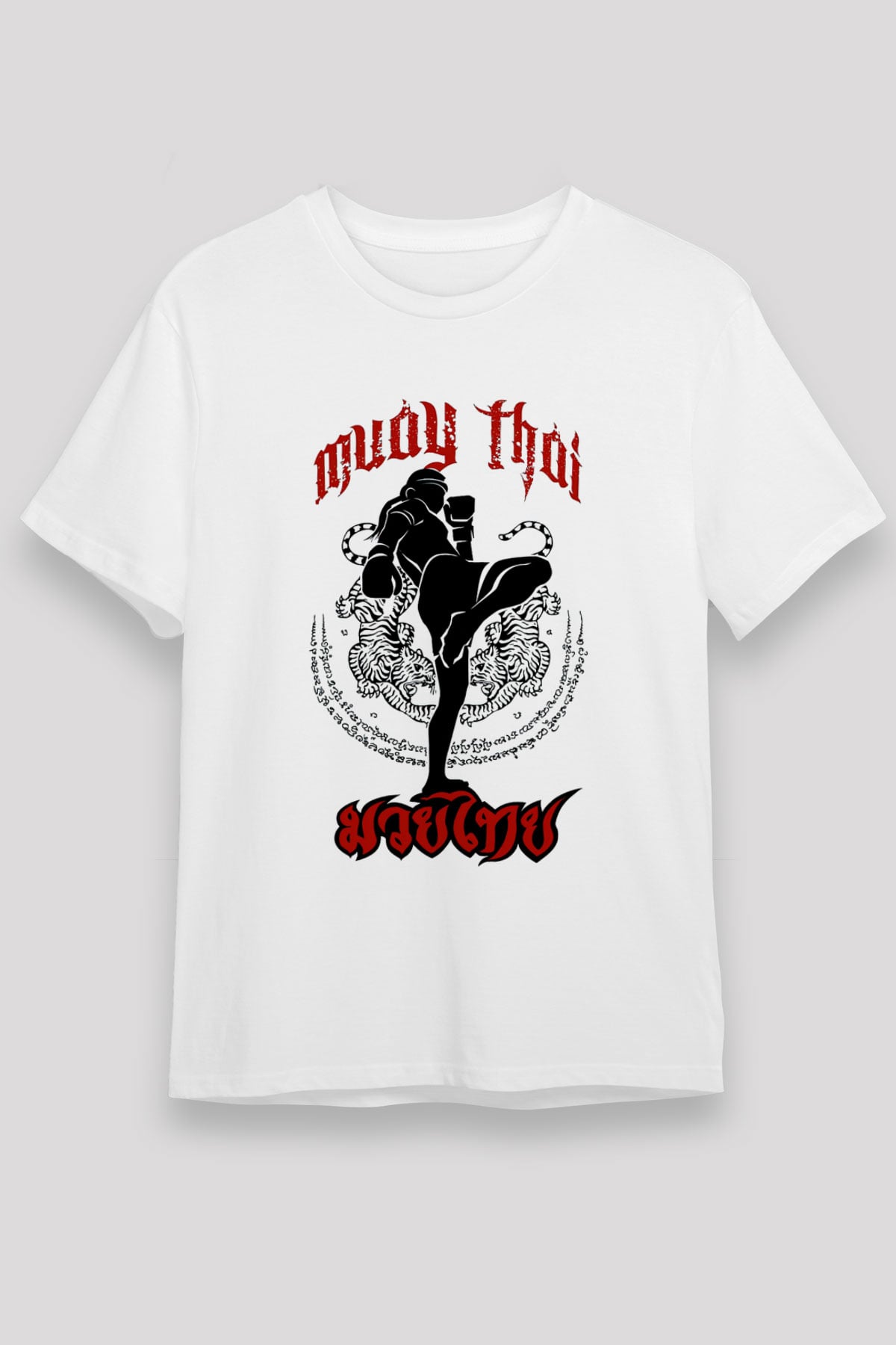 Muay Thai Beyaz Unisex Tişört T-Shirt - TişörtFabrikası