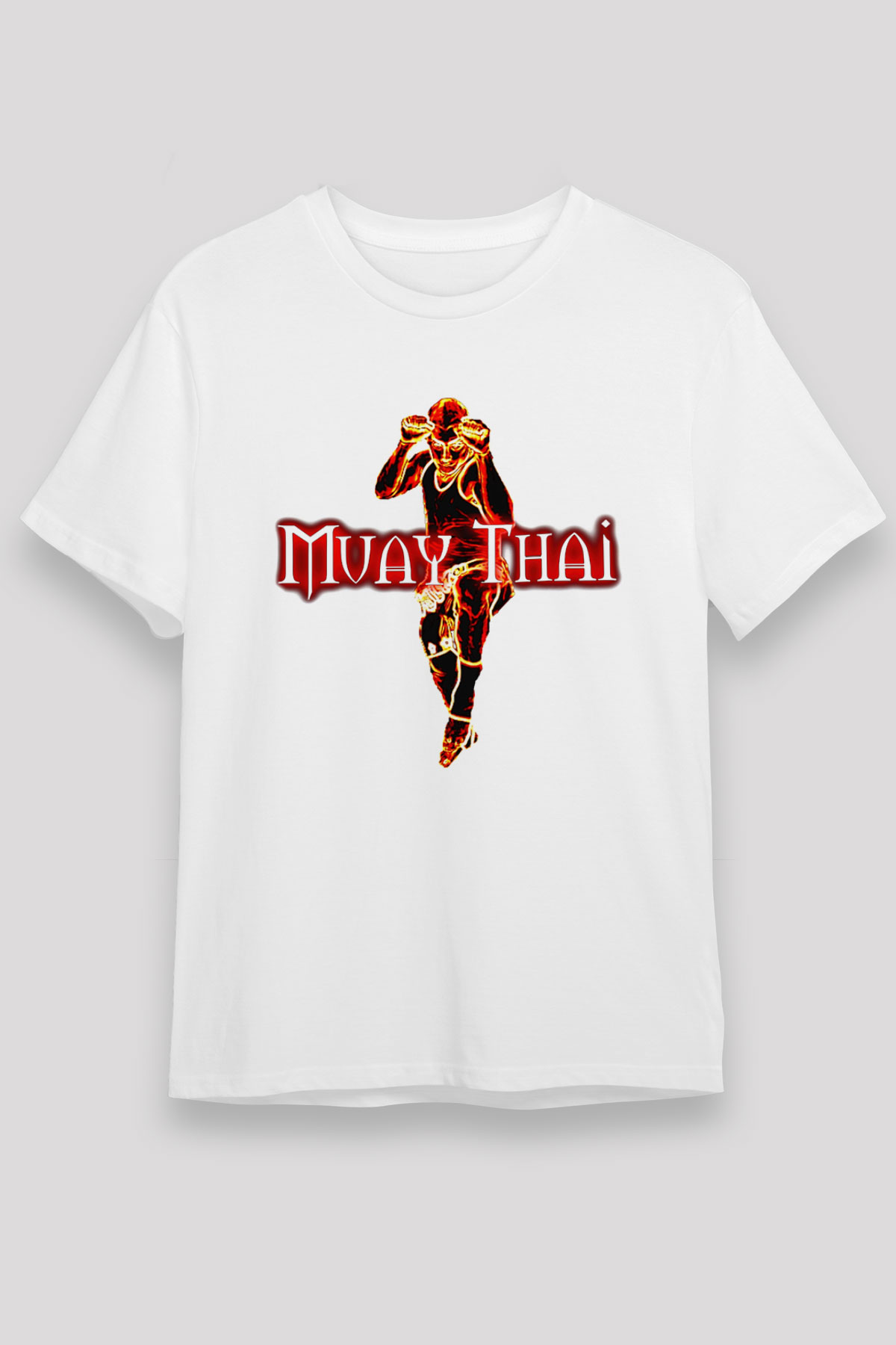 Muay Thai Beyaz Unisex Tişört T-Shirt - TişörtFabrikası