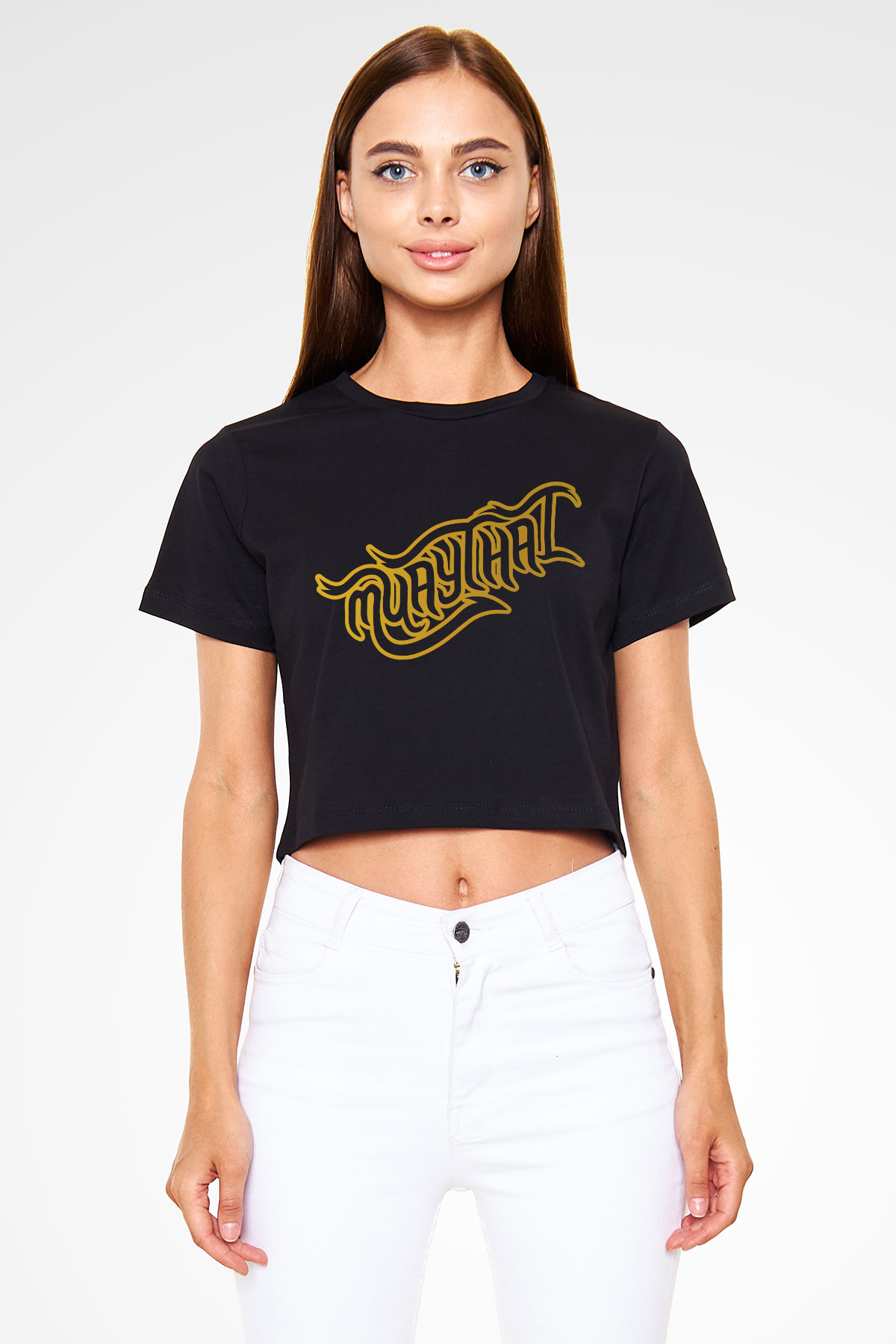 Muay Thai Siyah Crop Top Tişört