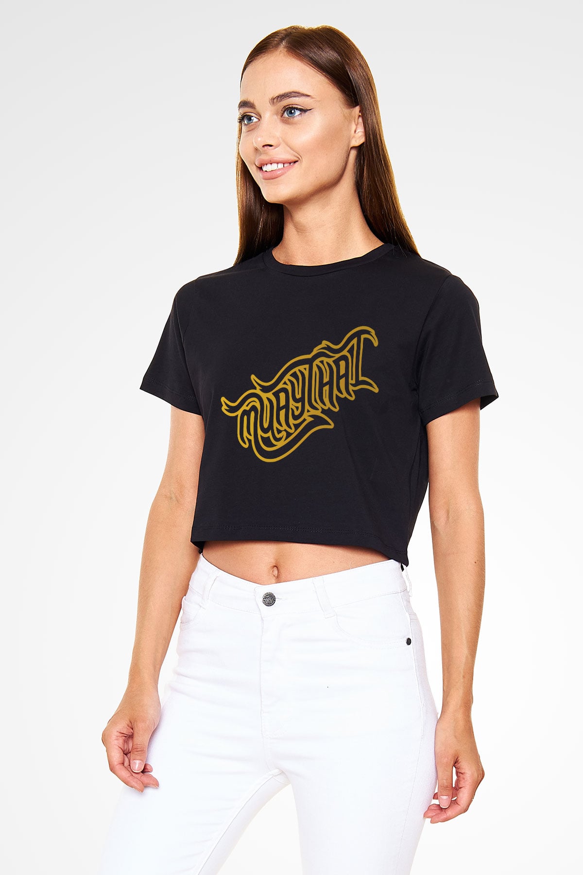 Muay Thai Siyah Crop Top Tişört