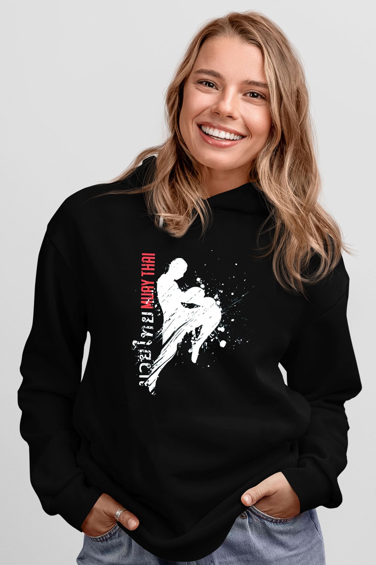 Muay Thai Siyah Unisex Hoodie