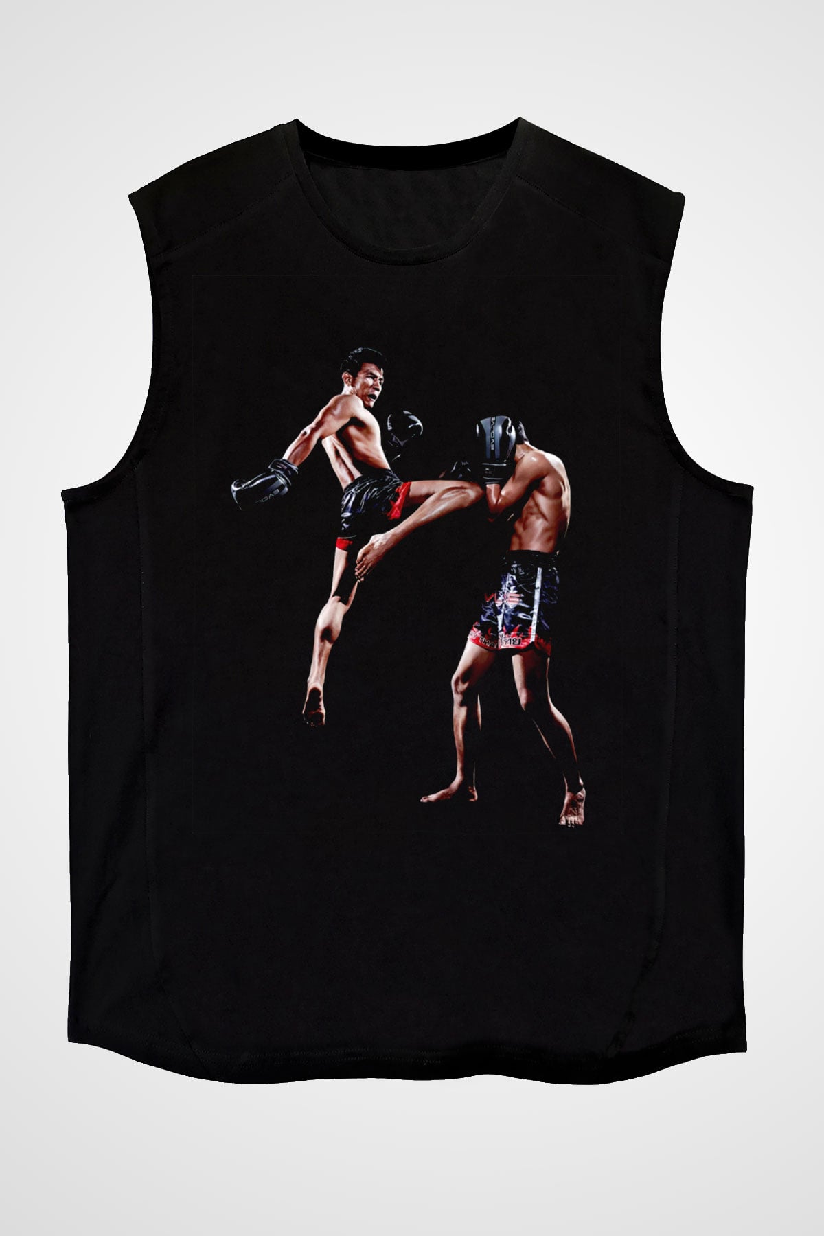 Muay Thai Siyah Unisex Kolsuz Tişört