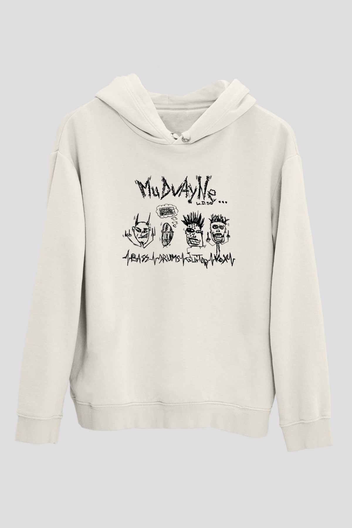 Mudvayne Baskılı Beyaz Unisex Kapüşonlu Sweatshirt