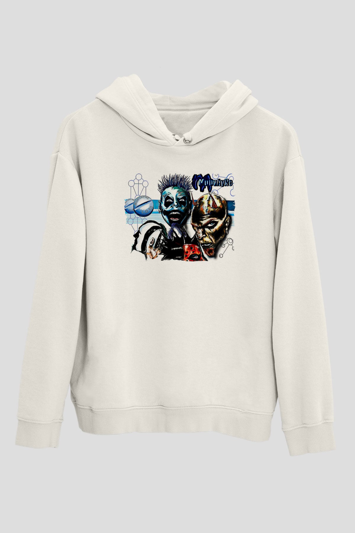 Mudvayne Baskılı Beyaz Unisex Kapüşonlu Sweatshirt