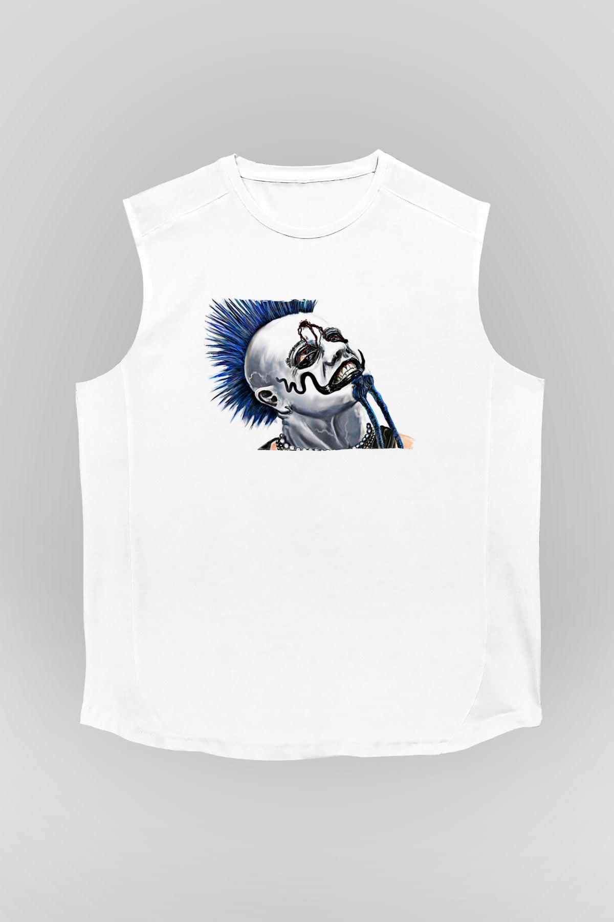 Mudvayne Baskılı Beyaz Unisex Kolsuz Tişört - Tshirt