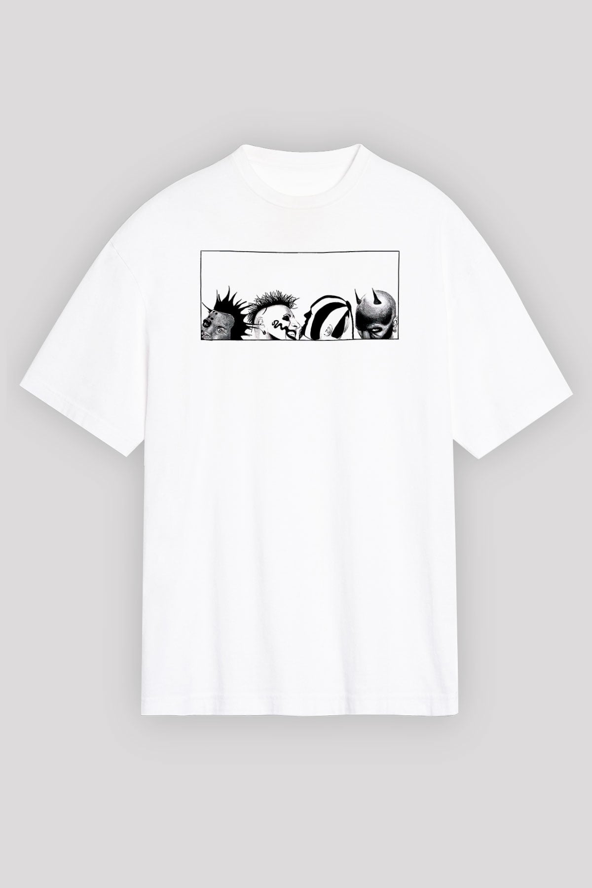Mudvayne Baskılı Beyaz Unisex Oversize Tişört - Tshirt