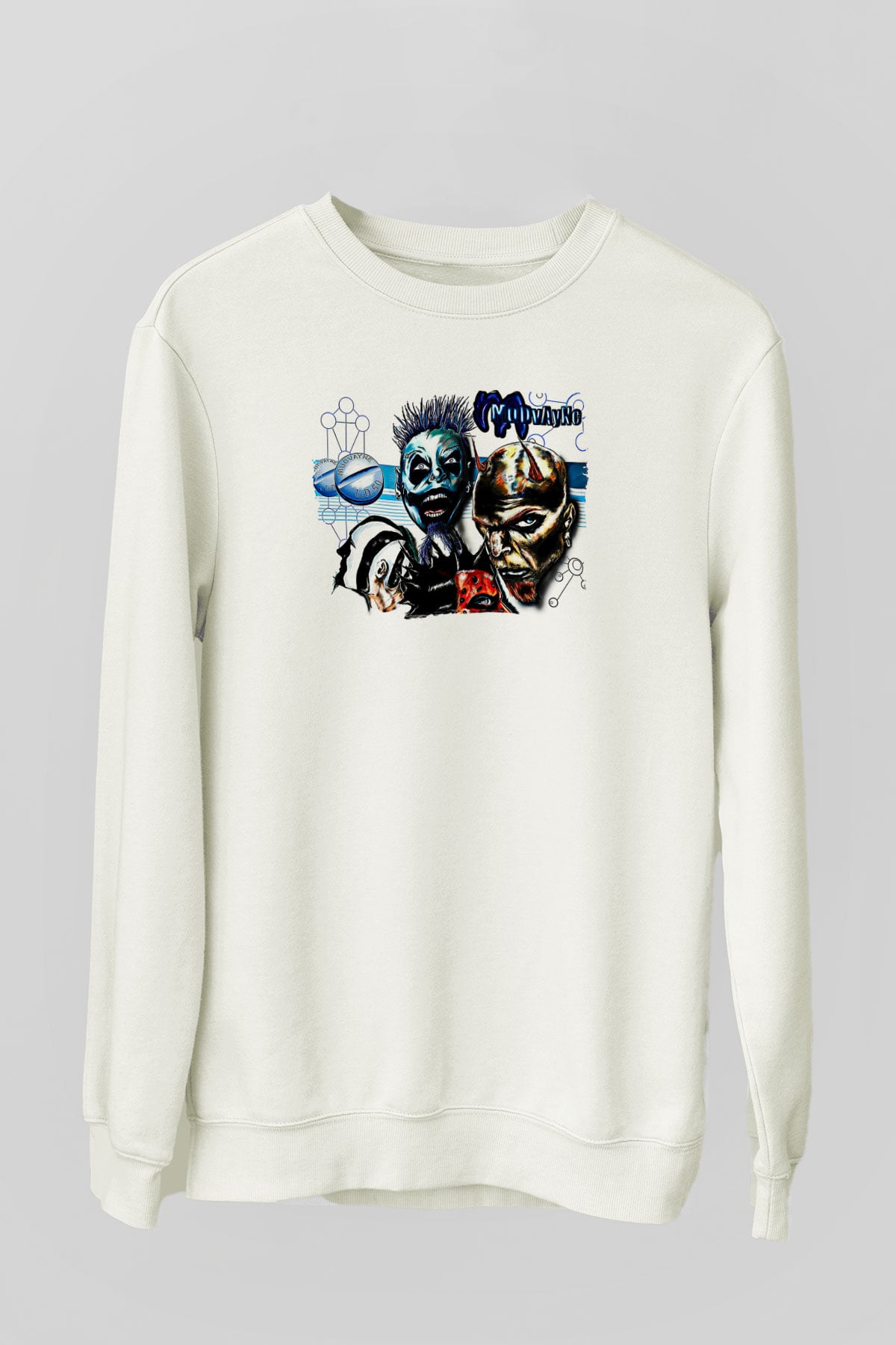 Mudvayne Baskılı Beyaz Unisex Sweatshirt