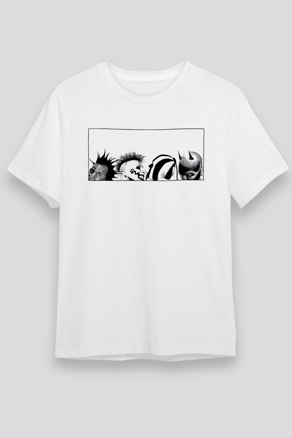 Mudvayne Baskılı Unisex Beyaz Tişört - Tshirt
