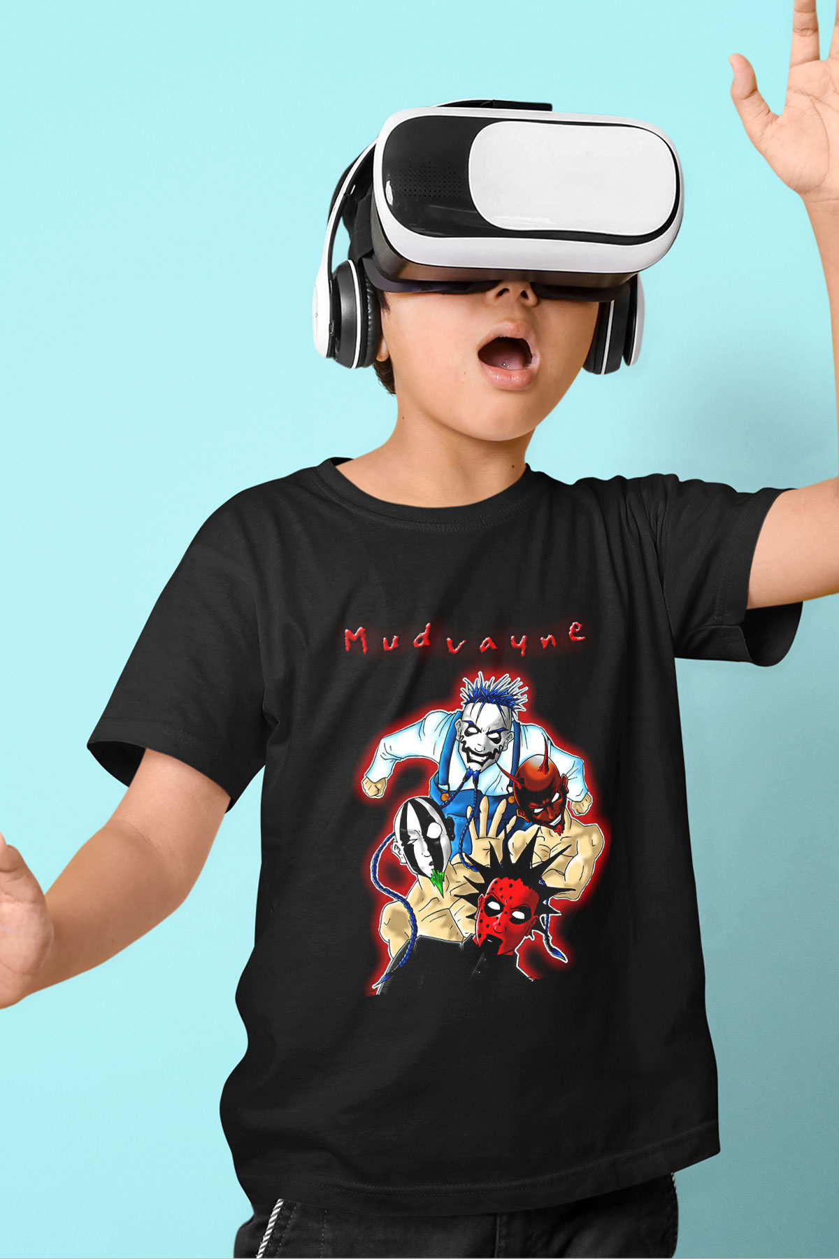 Mudvayne Baskılı Unisex Siyah Çocuk Tişört - Tshirt