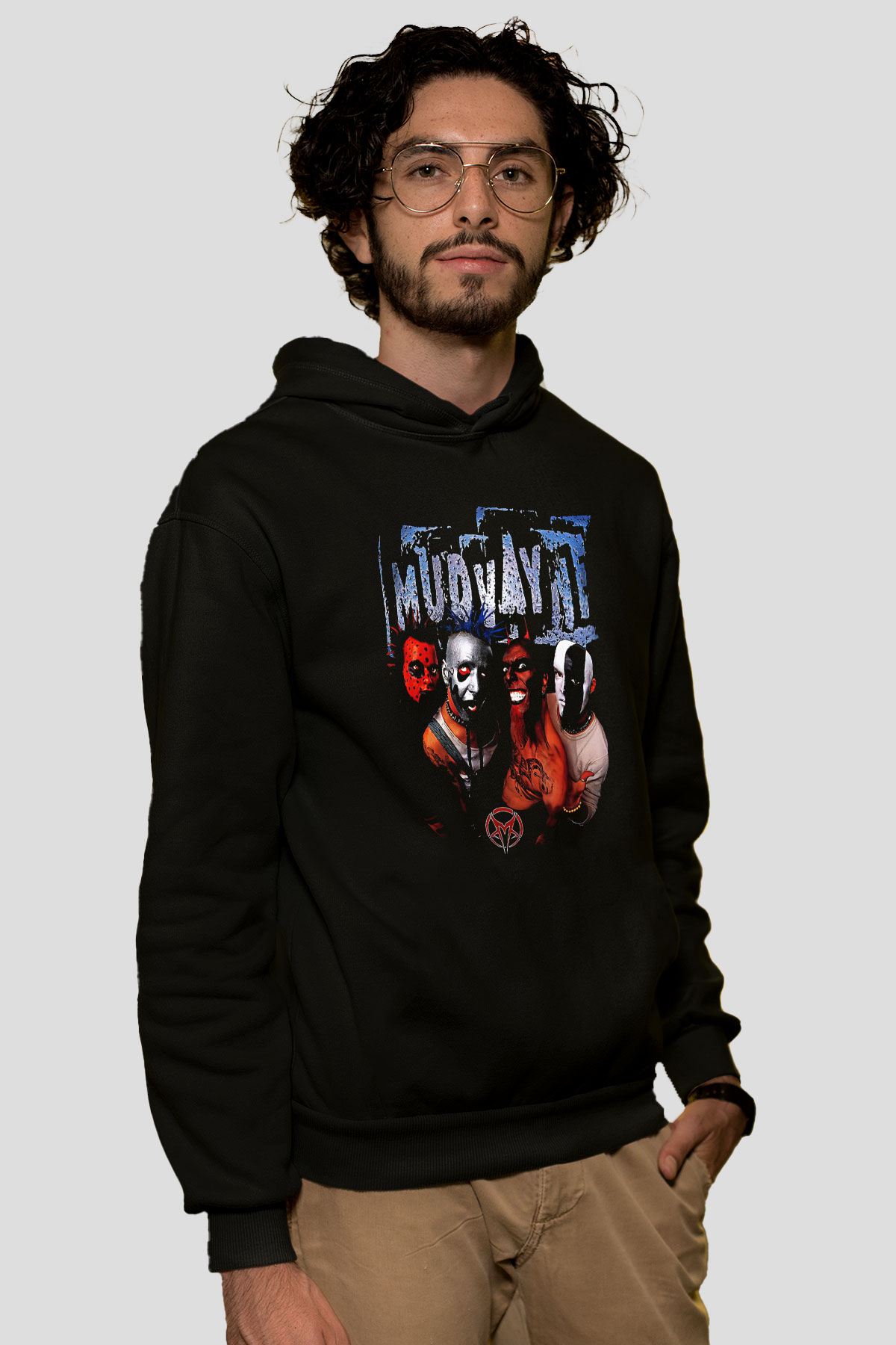 Mudvayne Baskılı Unisex Siyah Kapüşonlu Sweatshirt