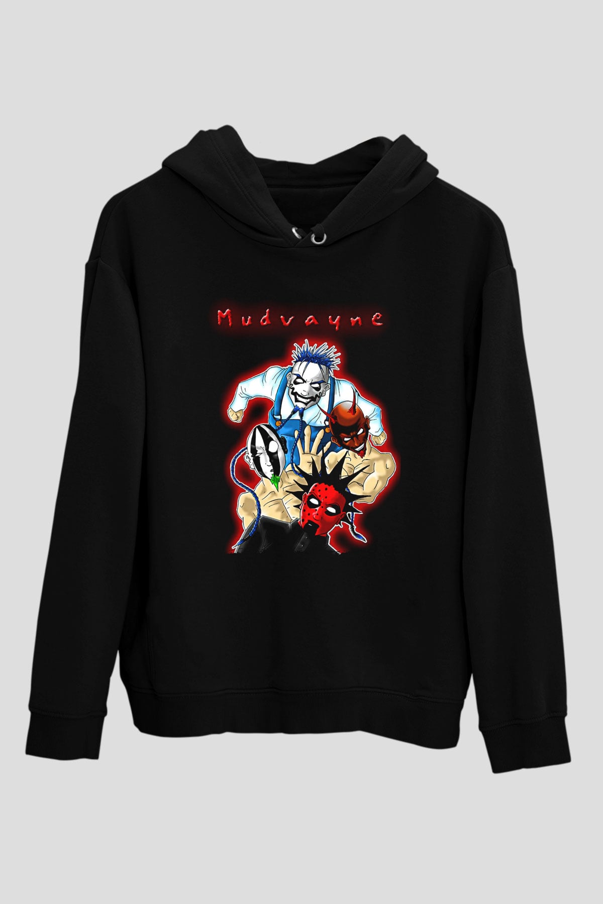 Mudvayne Baskılı Unisex Siyah Kapüşonlu Sweatshirt