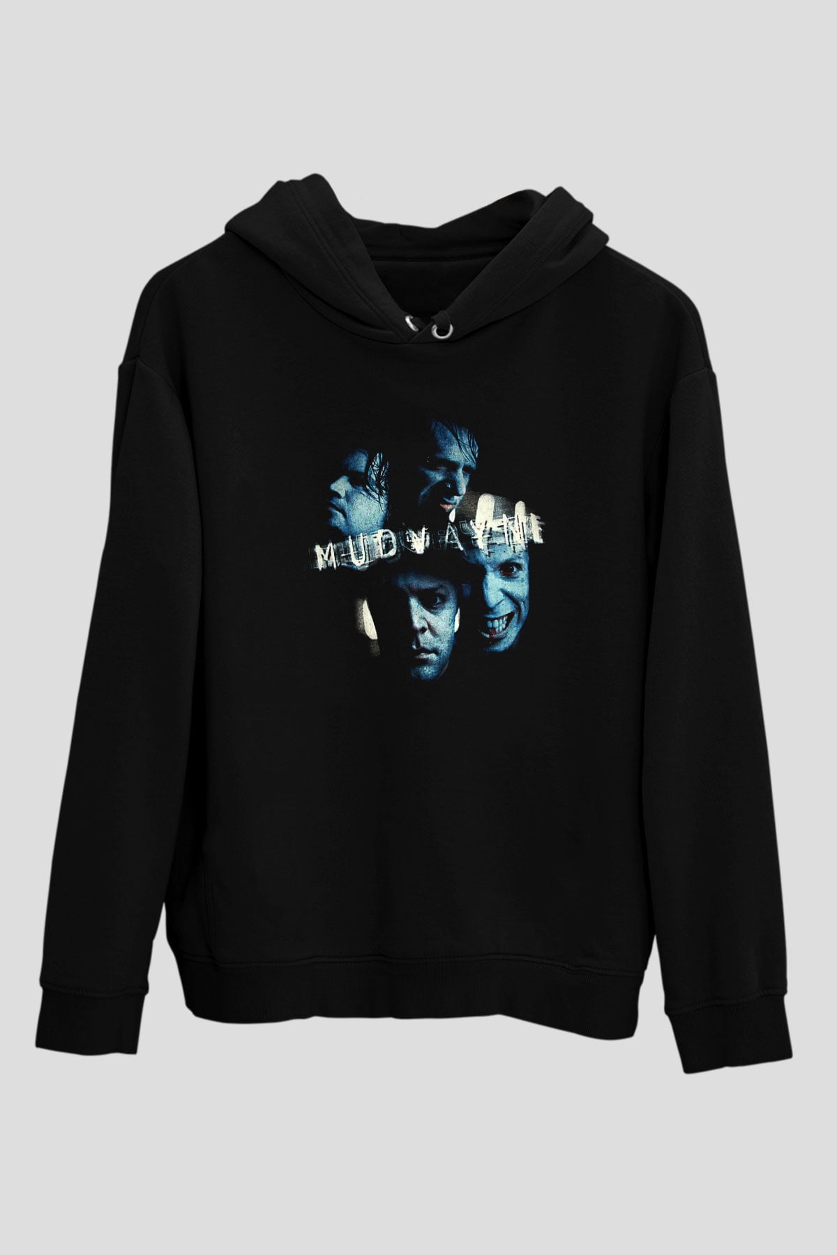 Mudvayne Baskılı Unisex Siyah Kapüşonlu Sweatshirt