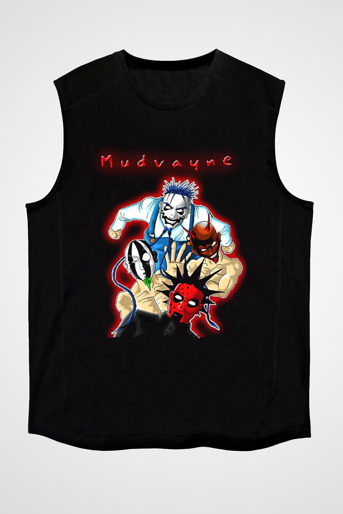 Mudvayne Baskılı Unisex Siyah Kolsuz Tişört - Tshirt