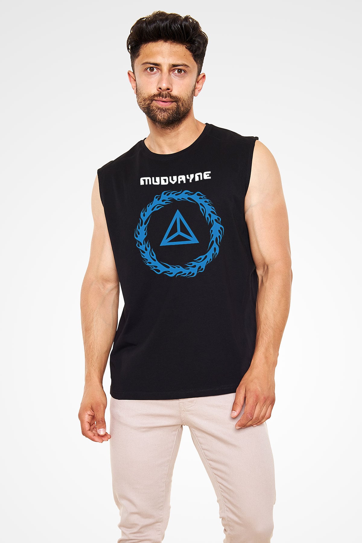 Mudvayne Baskılı Unisex Siyah Kolsuz Tişört - Tshirt