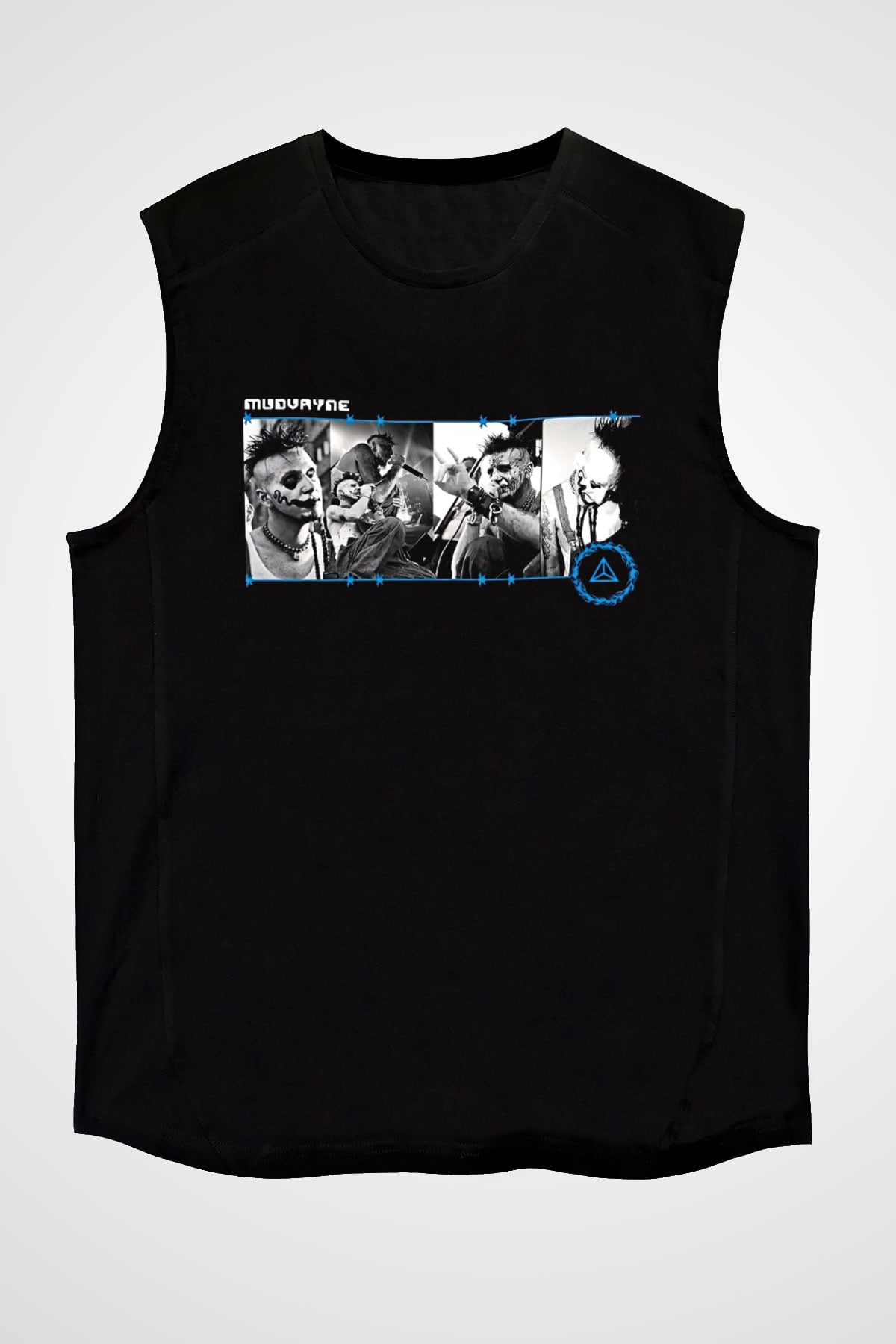 Mudvayne Baskılı Unisex Siyah Kolsuz Tişört - Tshirt