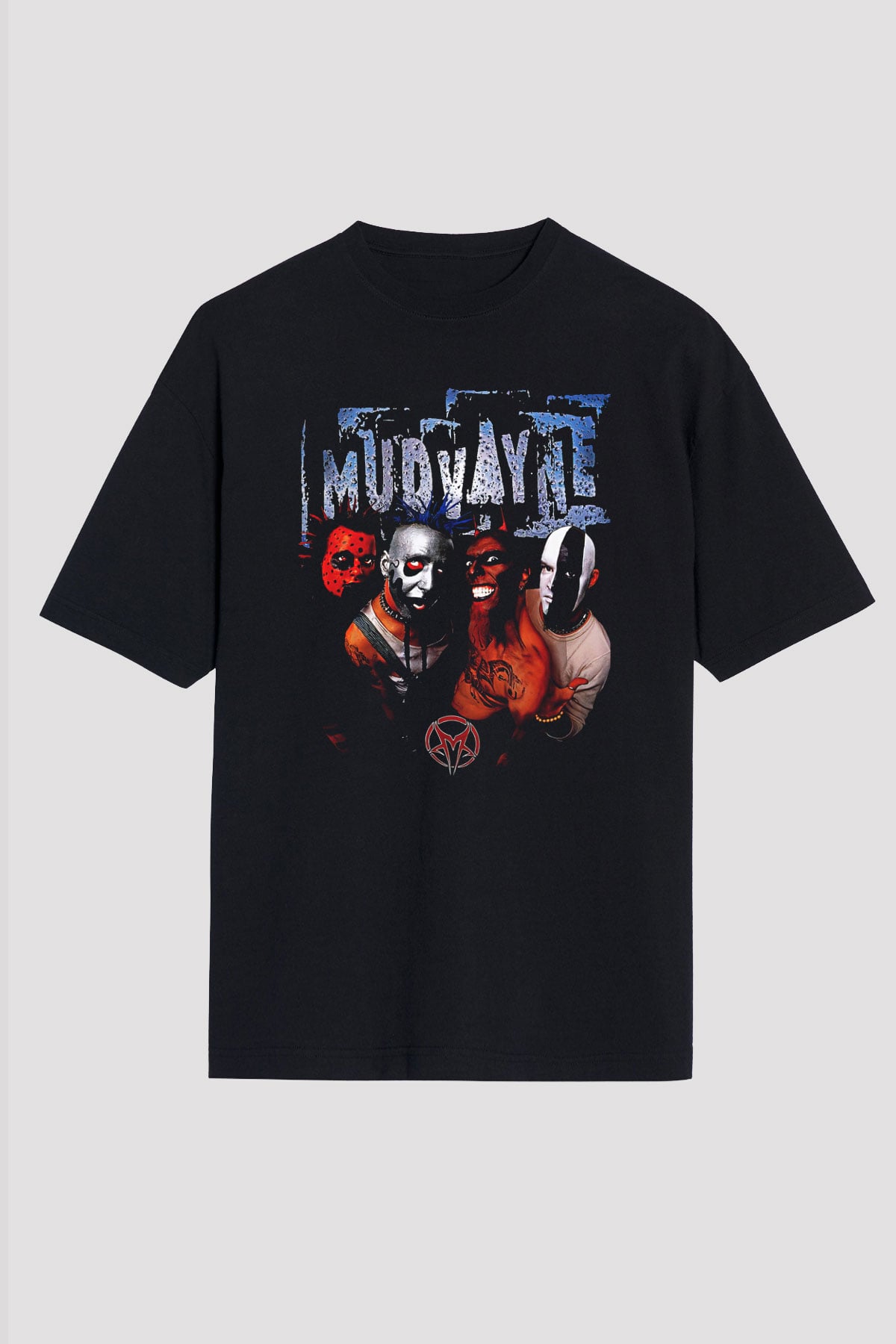 Mudvayne Baskılı Unisex Siyah Oversize Tişört - Tshirt
