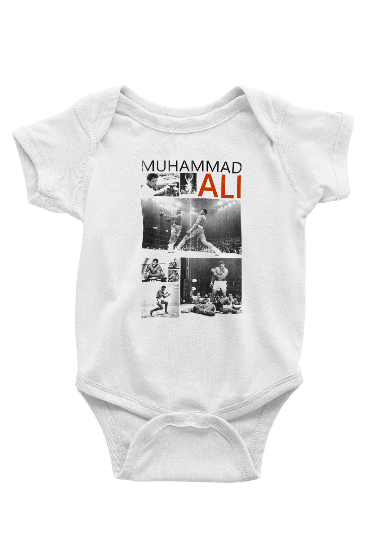 Muhammed Ali Baskılı Beyaz Unisex Bebek Body - Zıbın