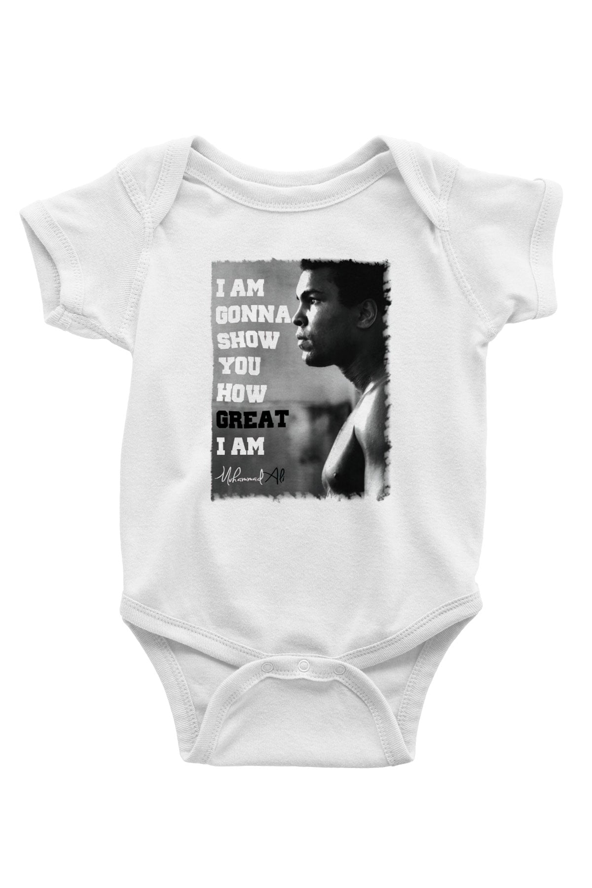Muhammed Ali Baskılı Beyaz Unisex Bebek Body - Zıbın